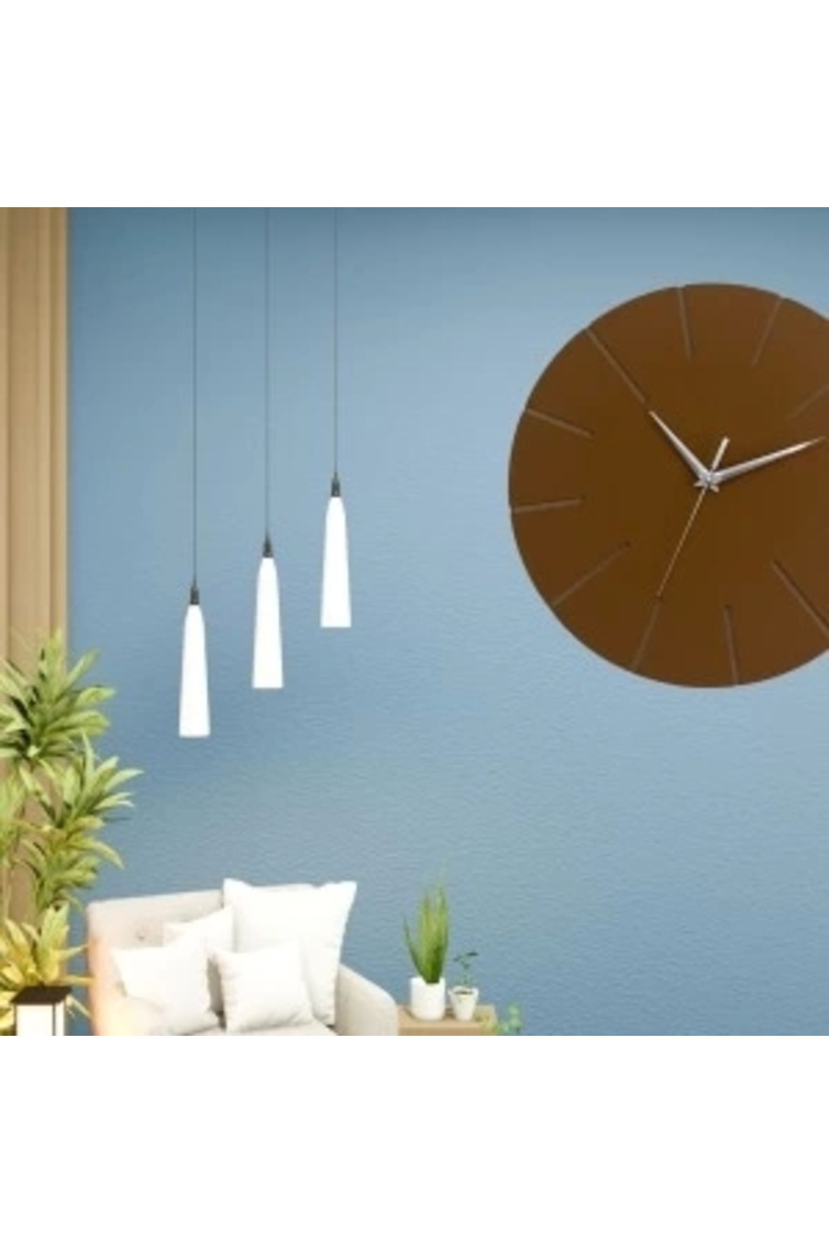 shopwave Ahşap Minimal Dekoratif Duvar Saati - 33x33 cm Kahverengi