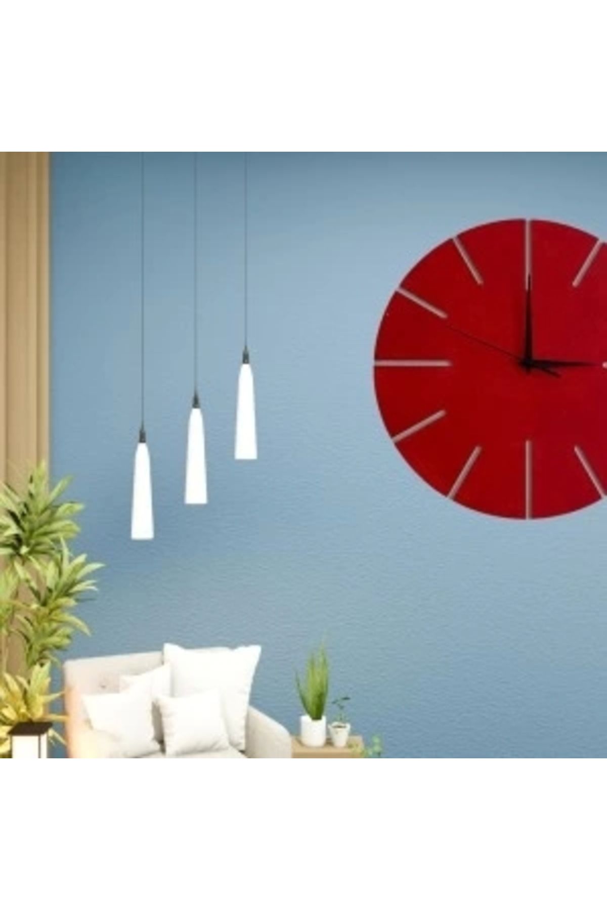 shopwave Ahşap Minimal Dekoratif Duvar Saati - 33x33 cm Kırmızı