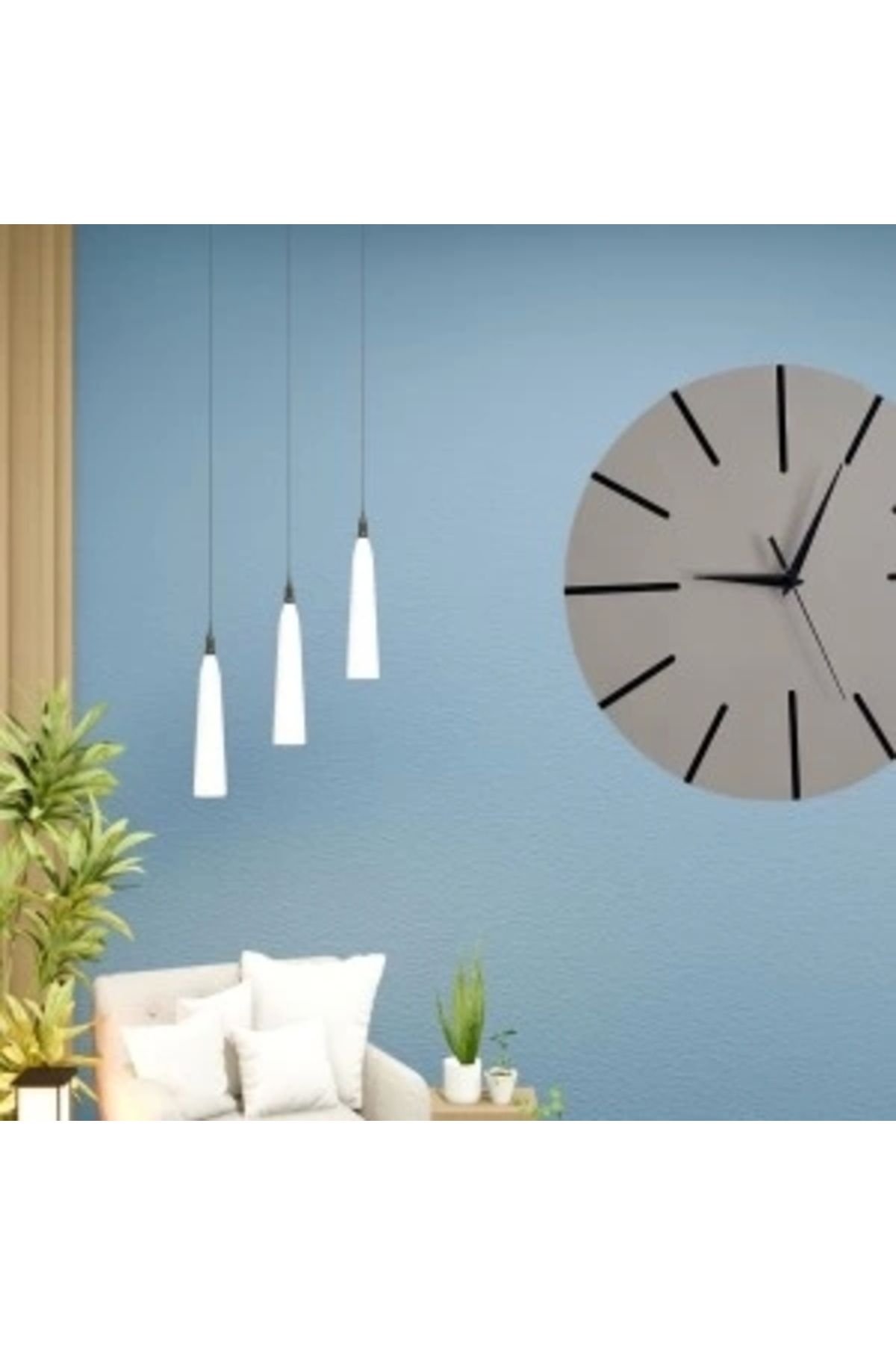 shopwave Ahşap Minimal Dekoratif Duvar Saati - 33x33 cm Gri