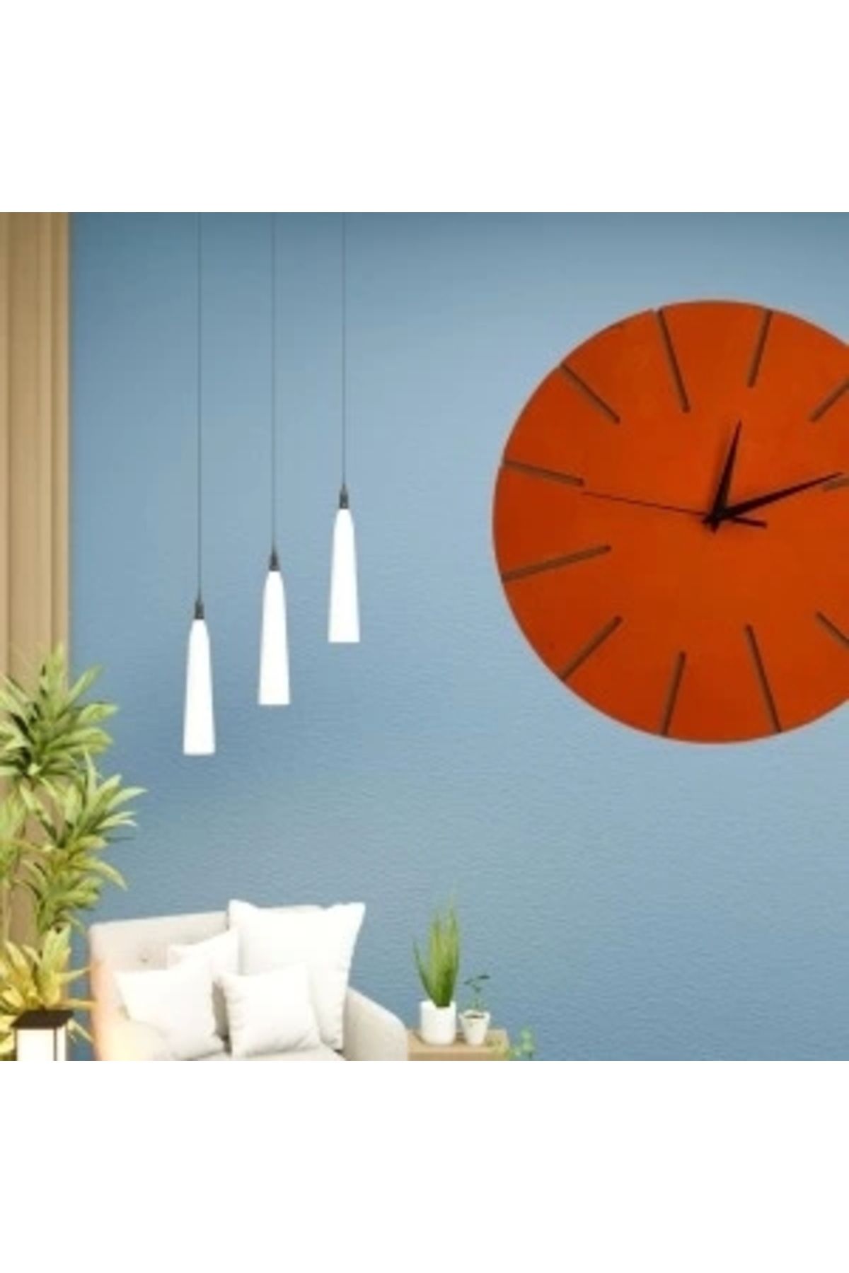 shopwave Ahşap Minimal Dekoratif Duvar Saati - 33x33 cm Turuncu