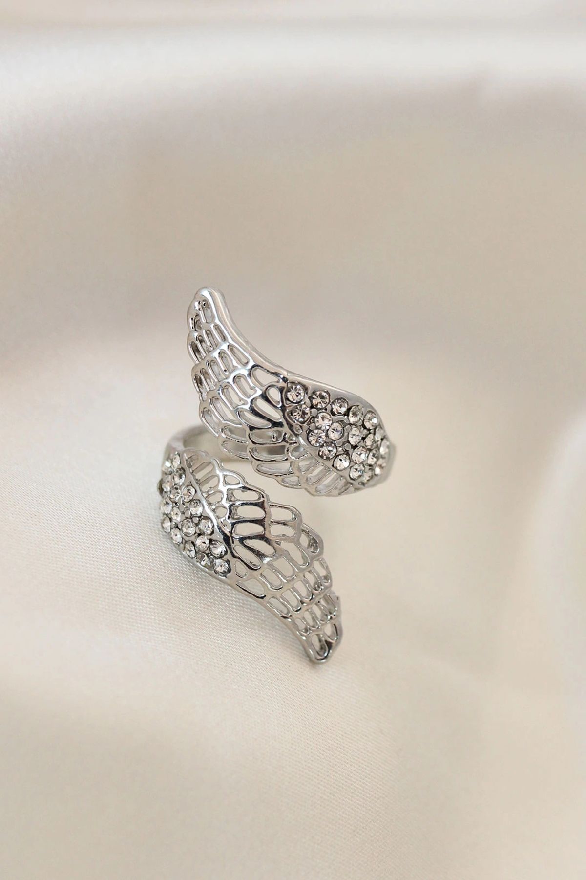 shopwave Ayarlamalı Silver Renk Metal Zirkon Taşlı Kanat Yüzük - TJ-BYK2033