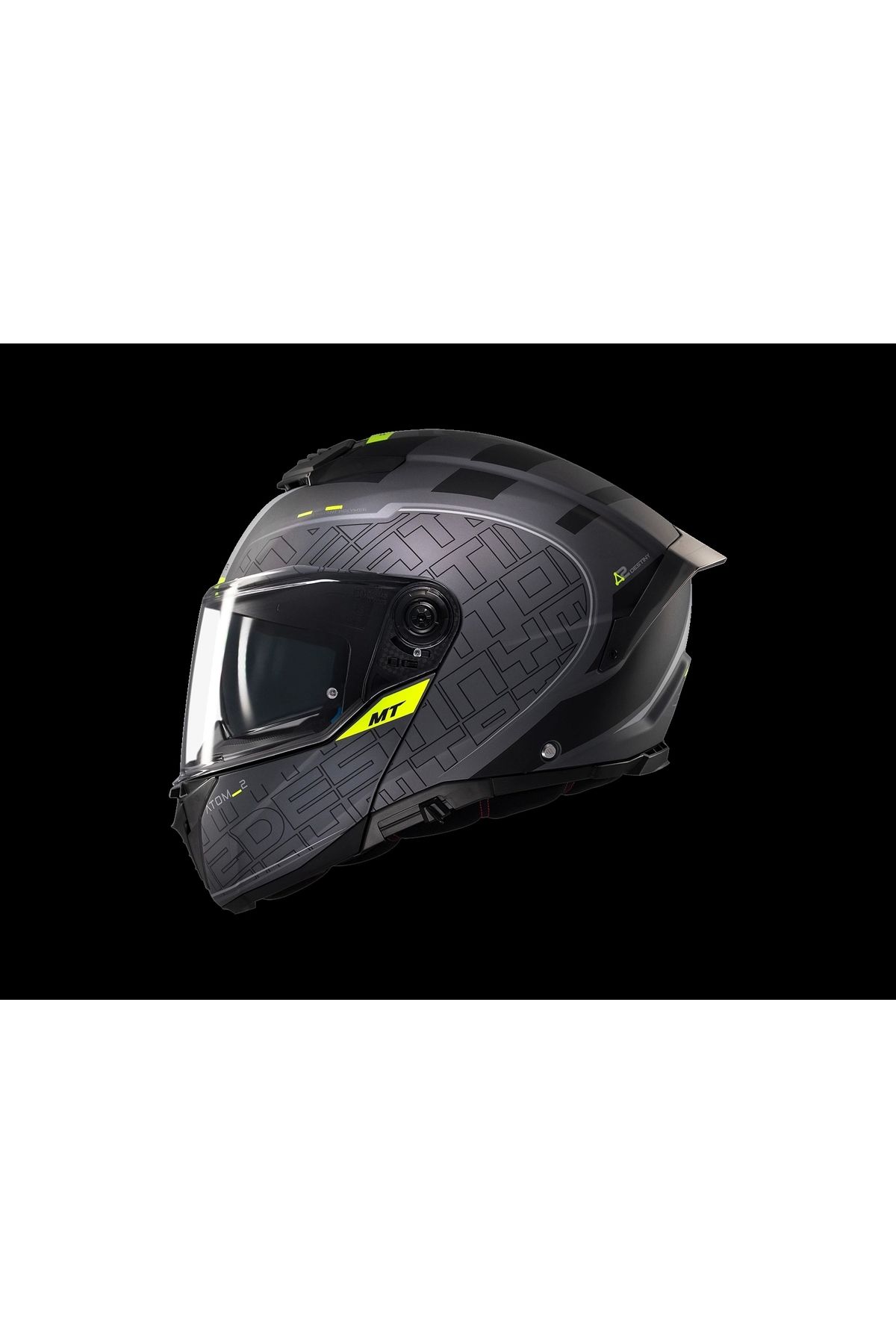MT Helmets KASK MT ATOM 2 DESTINY C2 ÇENE AÇILIR MAT FÜME/SİYAH