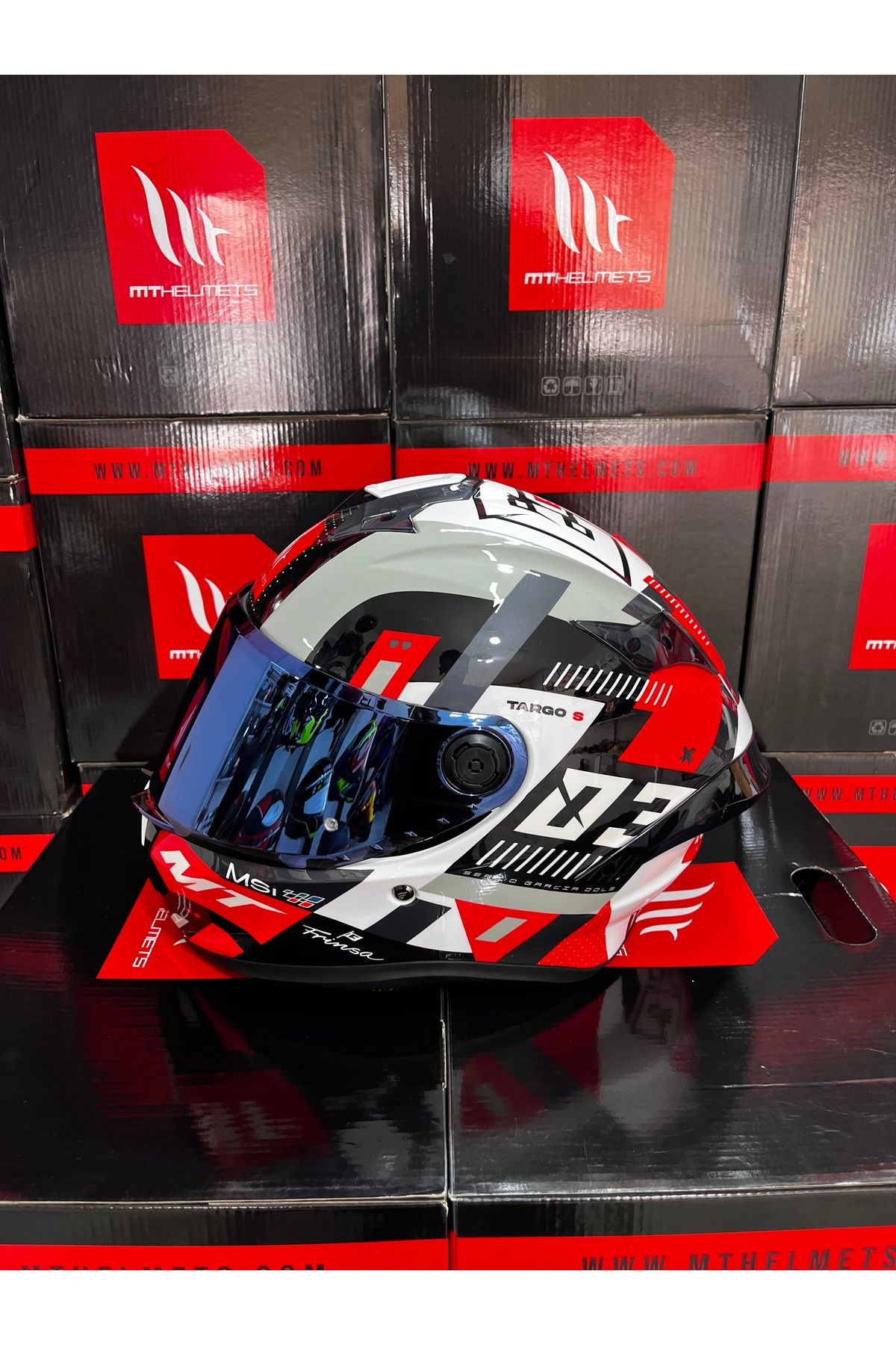 MT Helmets Targo S Sergio garcia b5 (şeffaf vizörlü) kask