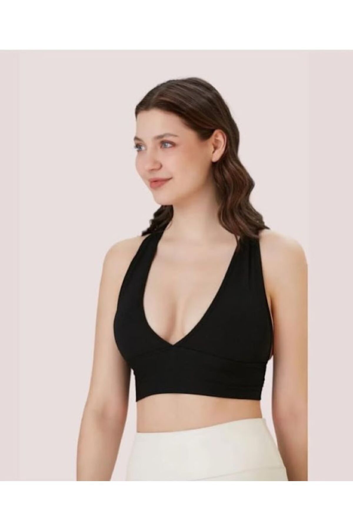 boutich KADIN DERİN V YAKA CROP BLUZ