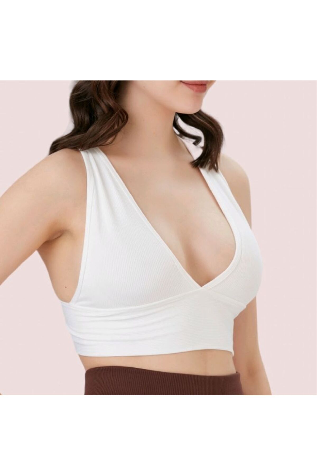 boutich KADIN DERİN V YAKA CROP BLUZ