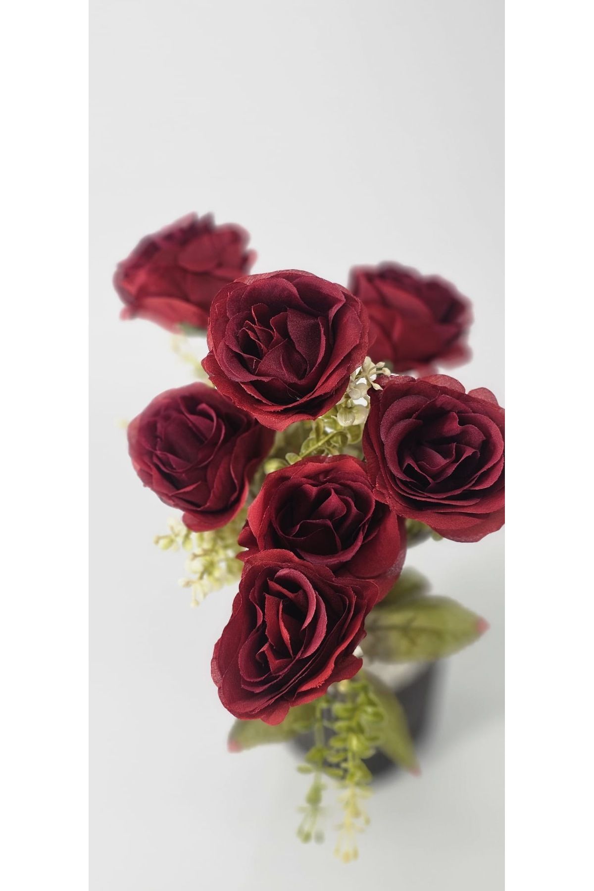 YASİMA 35 cm 7 kafalı 1 adet kırmızı lotus gülü ev dekor vazo süsü