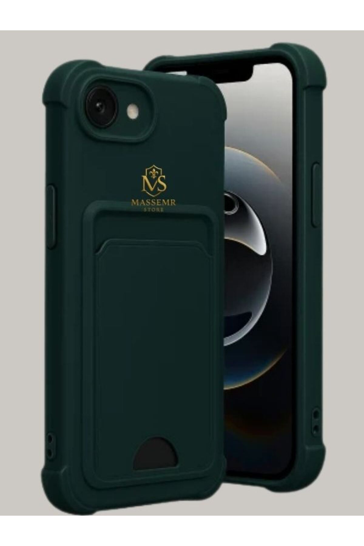 Massemr APPLE iPhone 16E Uyumlu Kart Cepli Şeffaf Silikon Kılıf – Şık ve Fonksiyonel Koruma