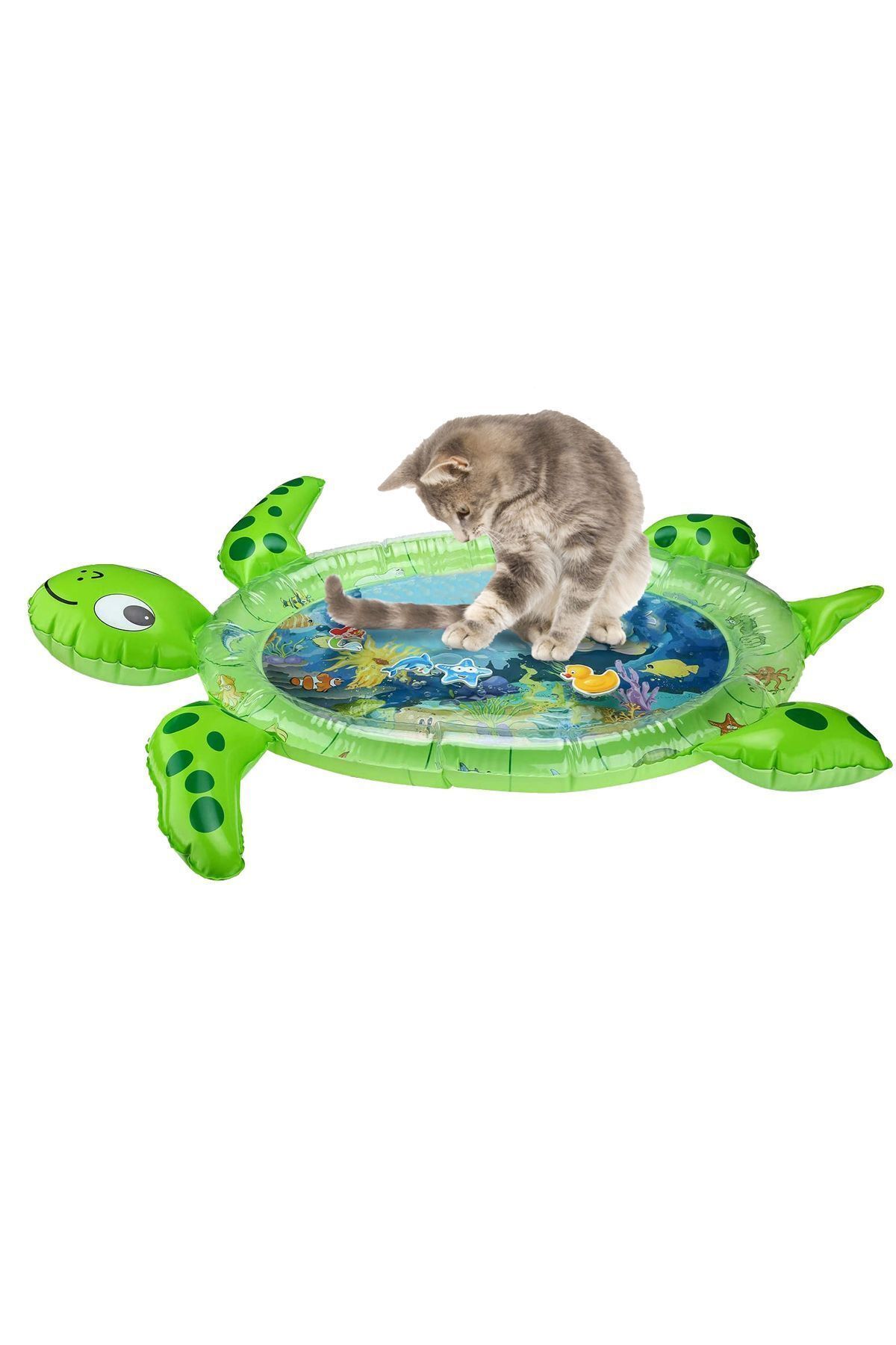 Elioure Jumbo Boy Yeşil Kedi Su Oyun Matı, Duyusal, Serinletici Mat, Oyun Havuzu