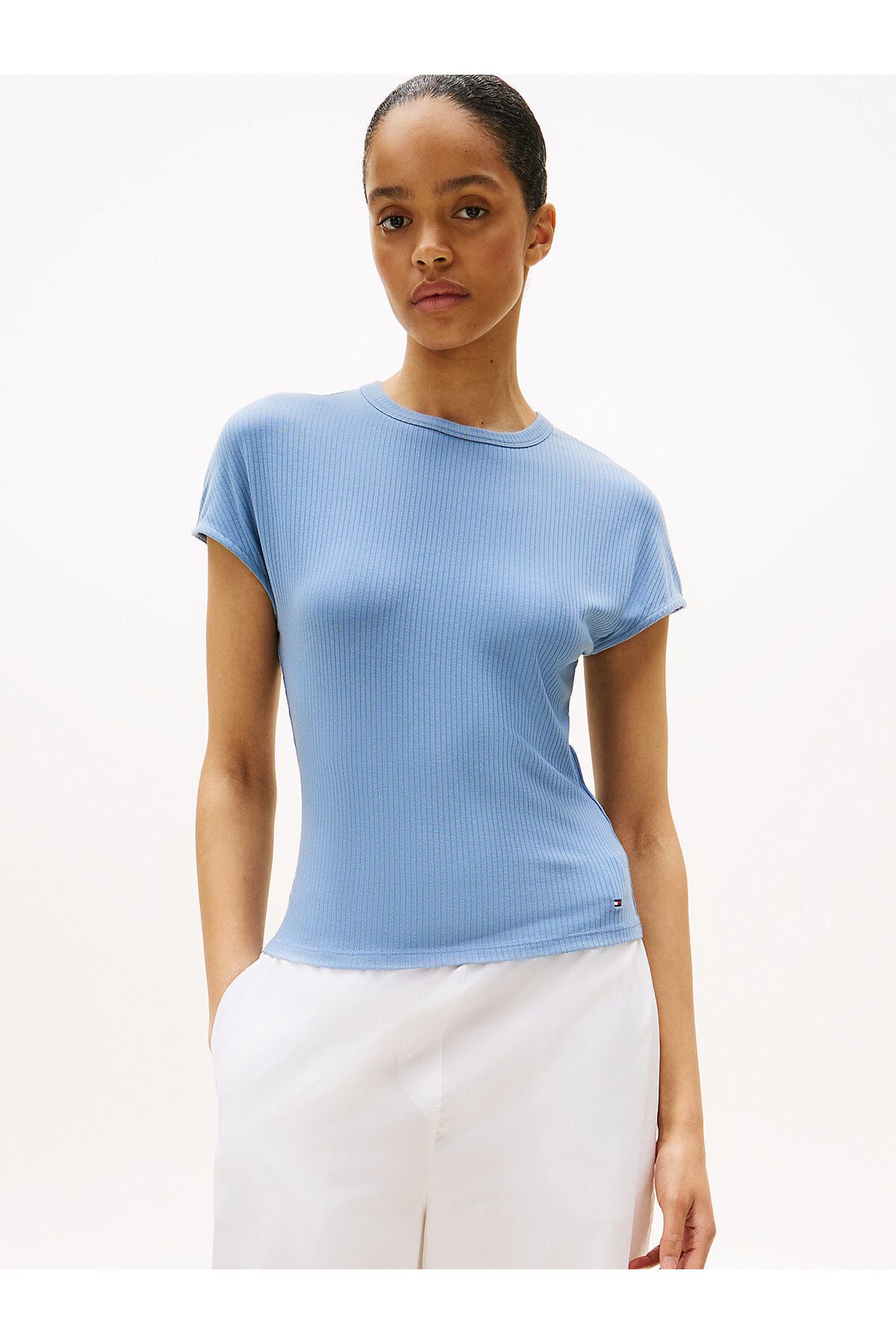 Tommy Hilfiger Cap Sleeve Slim Crew Neck T-Shirt