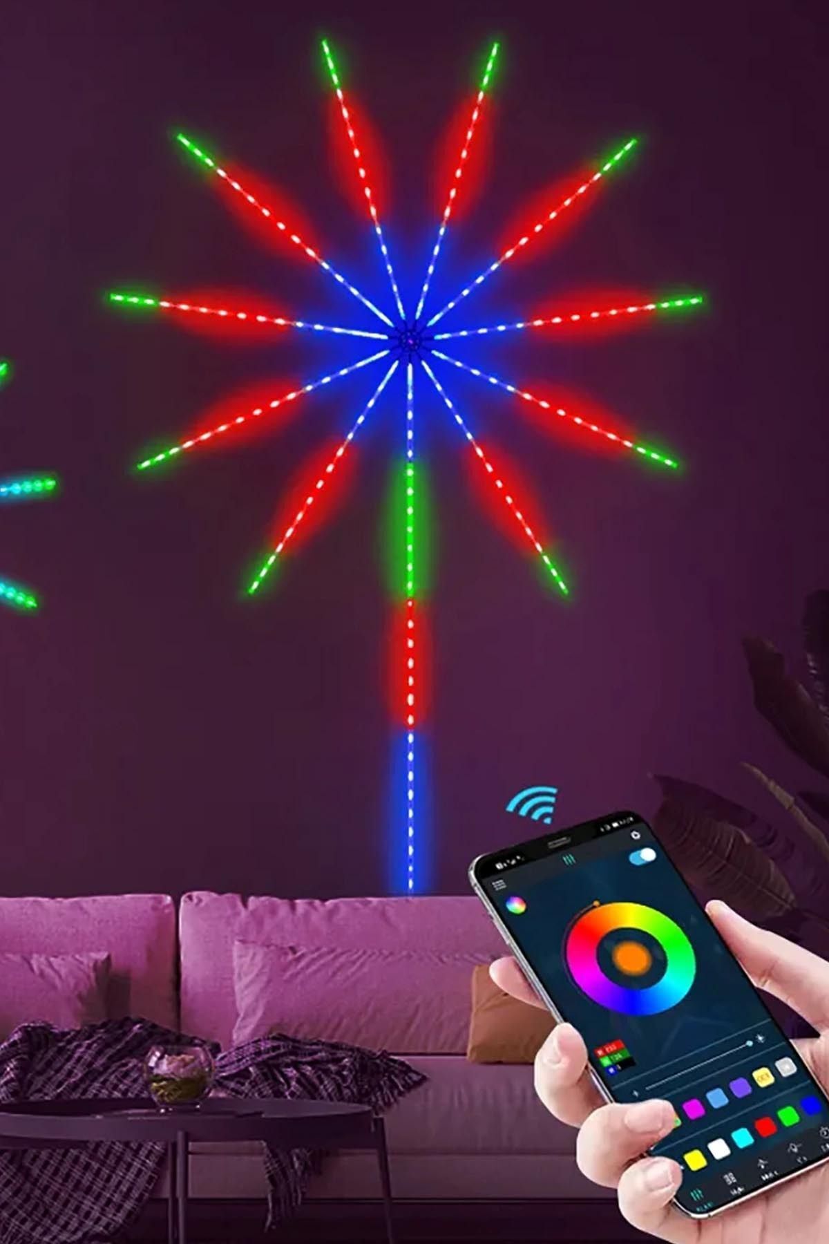 Elioure Bluetooth Bağlantılı Kumanda Kontrollü 256 Şerit Led Led Işık 300 Animasyonlu Led Yılbaşı