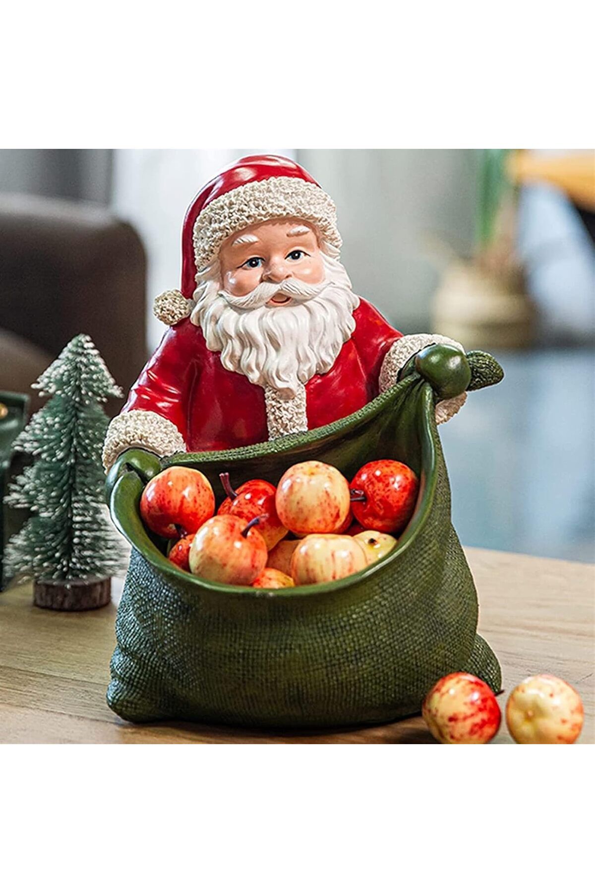 Elioure YENİ SEPETLİ NOEL BABA SUNUMLUK , SAKSI, YENİ YIL HEDİYELİK, YILBAŞI DEKORATİF OBJE