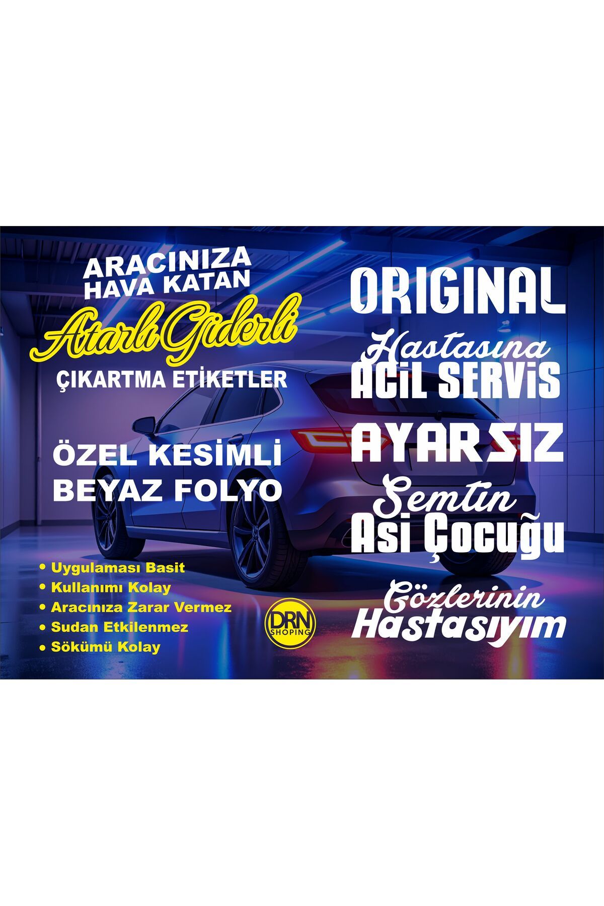 Drn Shopping Araba yazısı / etiket / cam yazısı