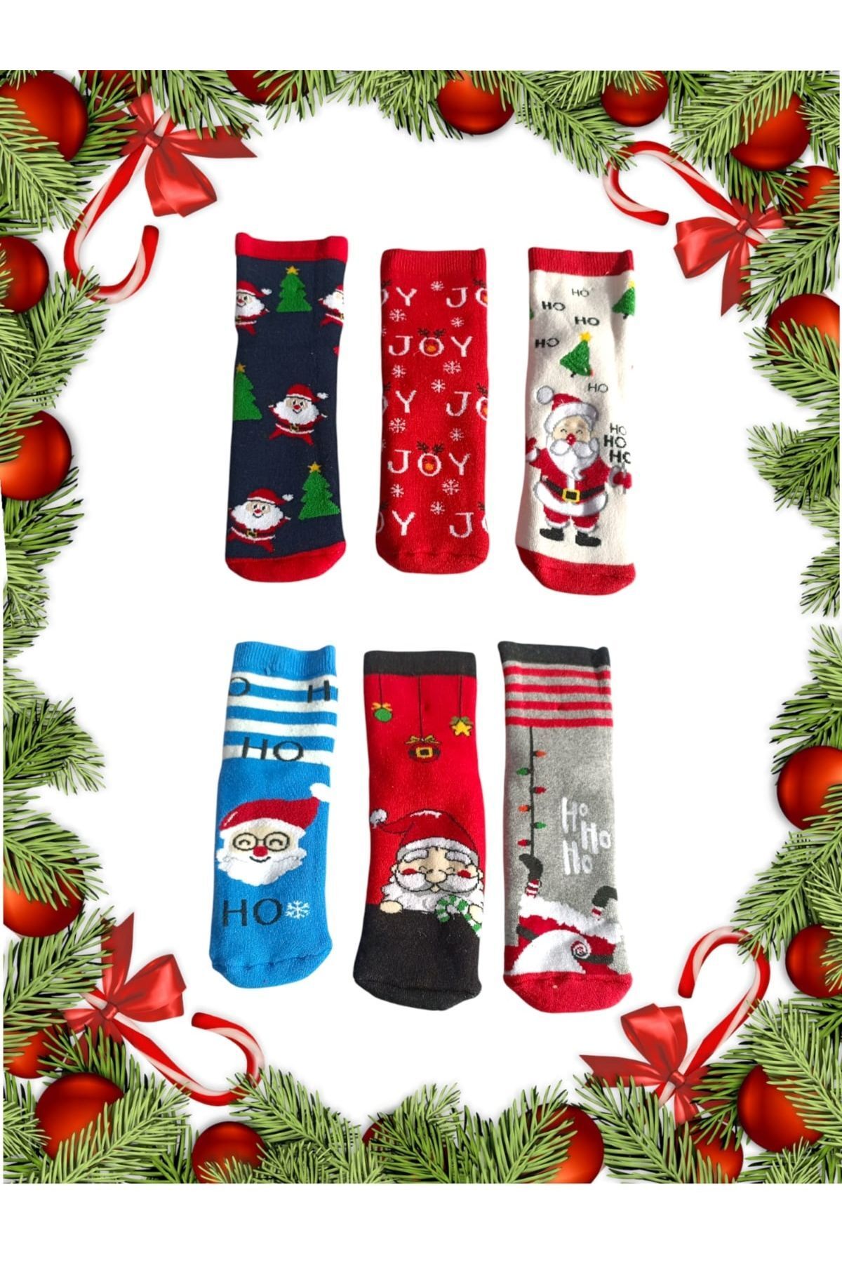 Elioure 6 Çift Kadın Temal Havlu Yılbası Noel Çorap