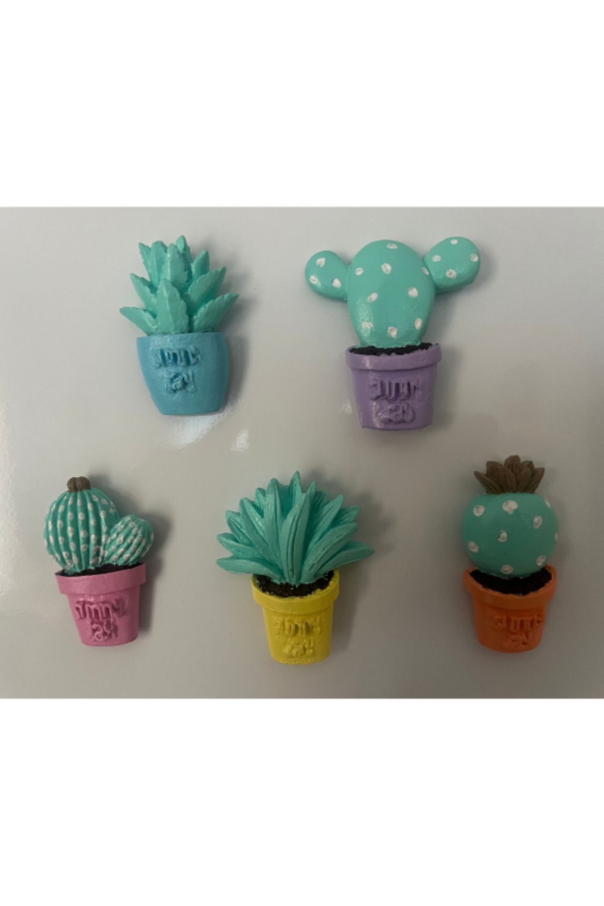 ADA Saksılı Kaktüs Magnet 5'li Set (Pastel) Buzdolabı Süsü El Işi Kaktüs Hediye Ev Dekorasyonu
