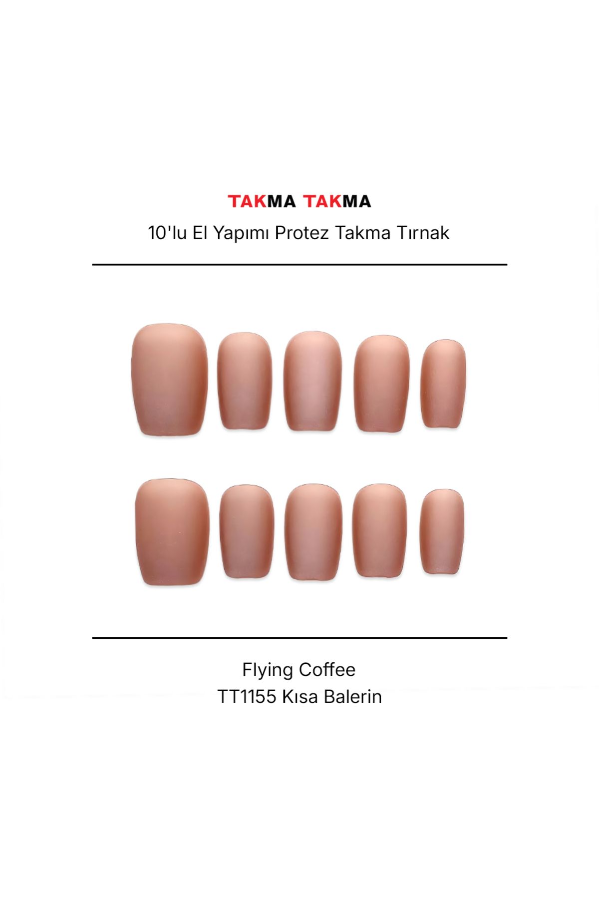 Takma Takma Tekrar Kullanılabilir El Yapımı Protez Takma Tırnak TT1155 - Flying Coffee - 10'lu M-Mavi
