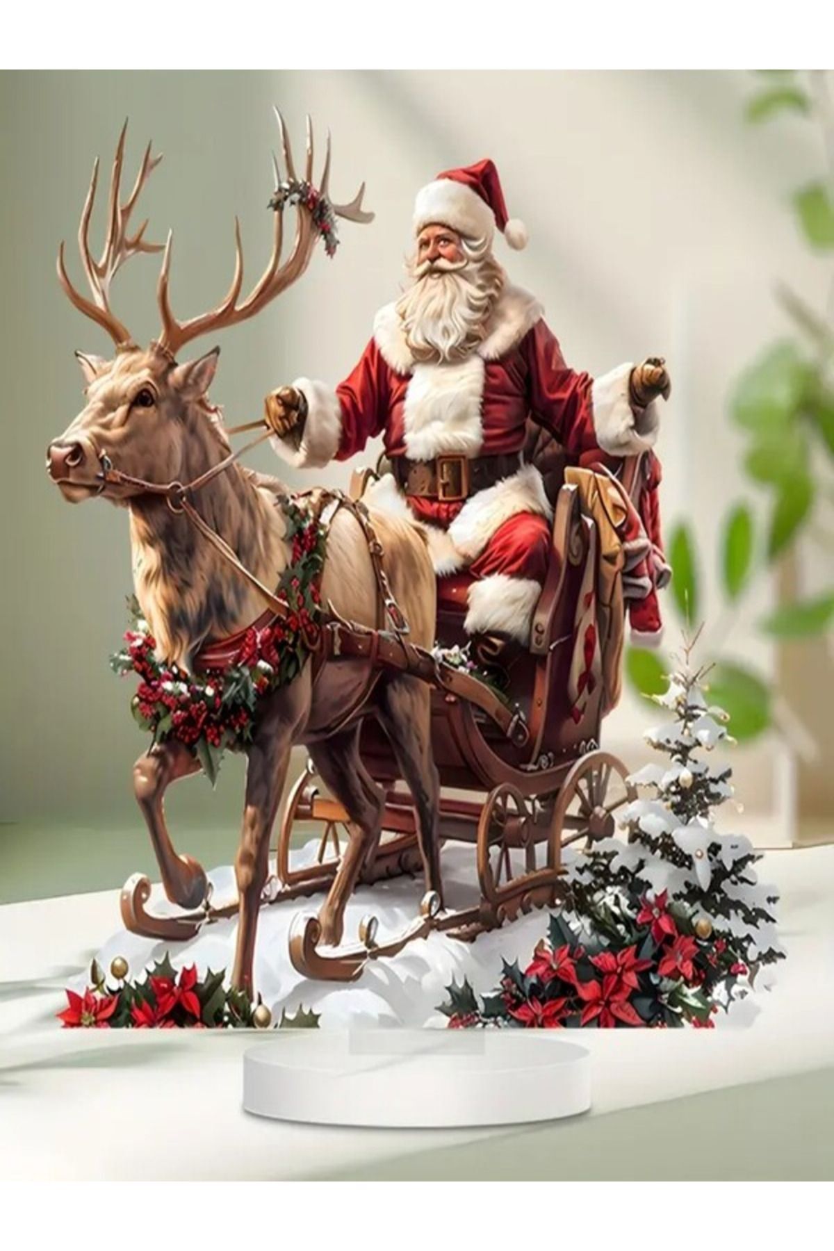 Elioure Sehpalı Akrilik Noel Baba ( Ev & Ofis Dekoru için)