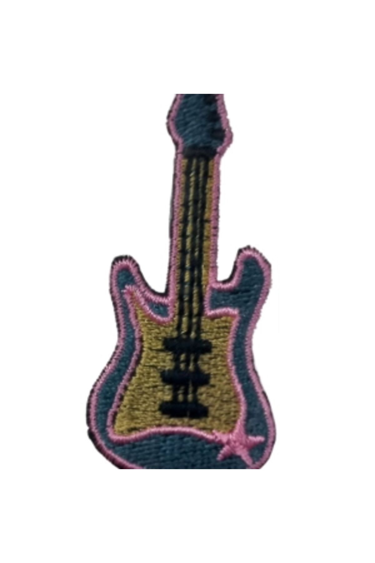 shopwave Aplike Ütü İle Yapışan Gitar Pembe Arma 5x3 cm