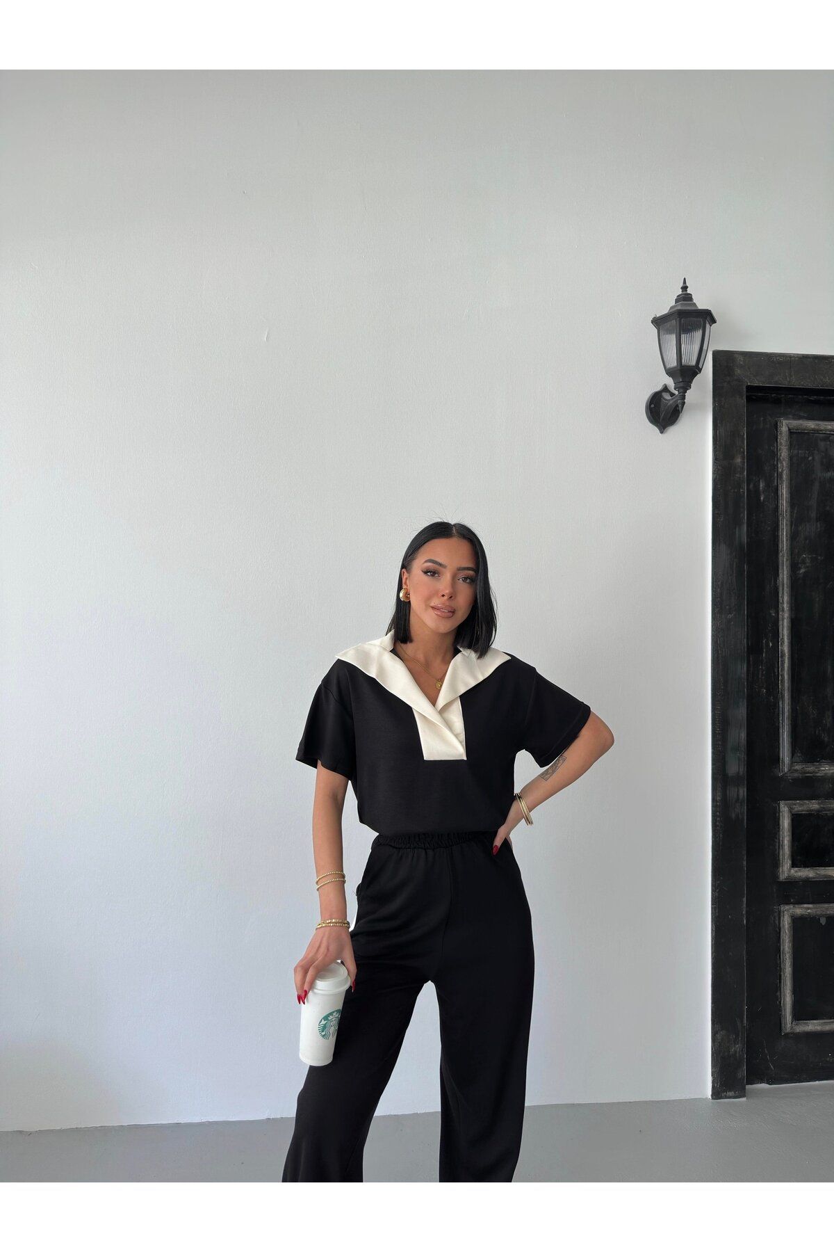 FATOŞ BUTİİK Çizgi Detay Modal Kumaş Takım