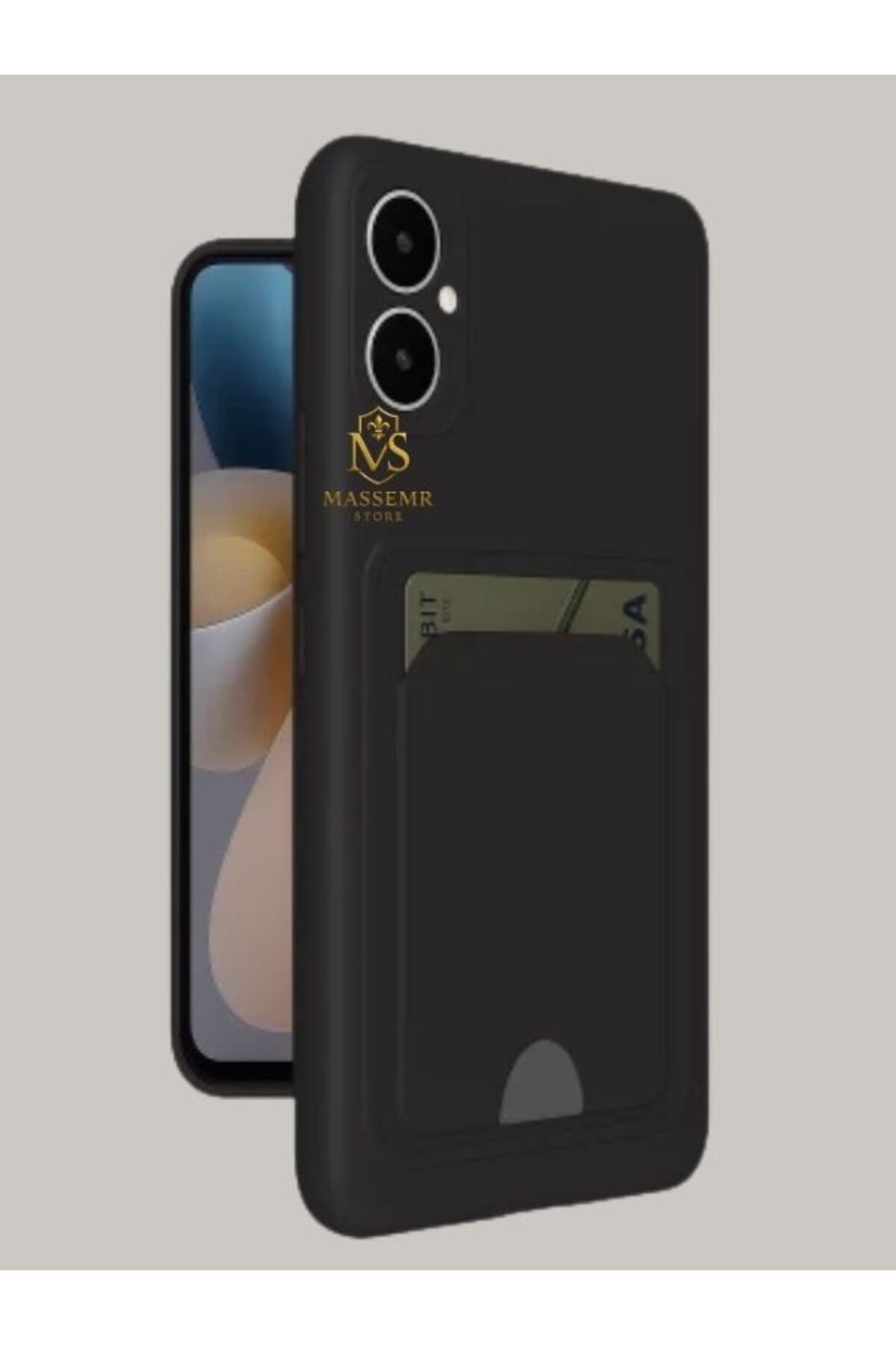 Massemr Samsung Galaxy A05 Uyumlu Kart Cepli Yumuşak Silikon Kılıf – Darbe Koruyucu Şık Tasarım