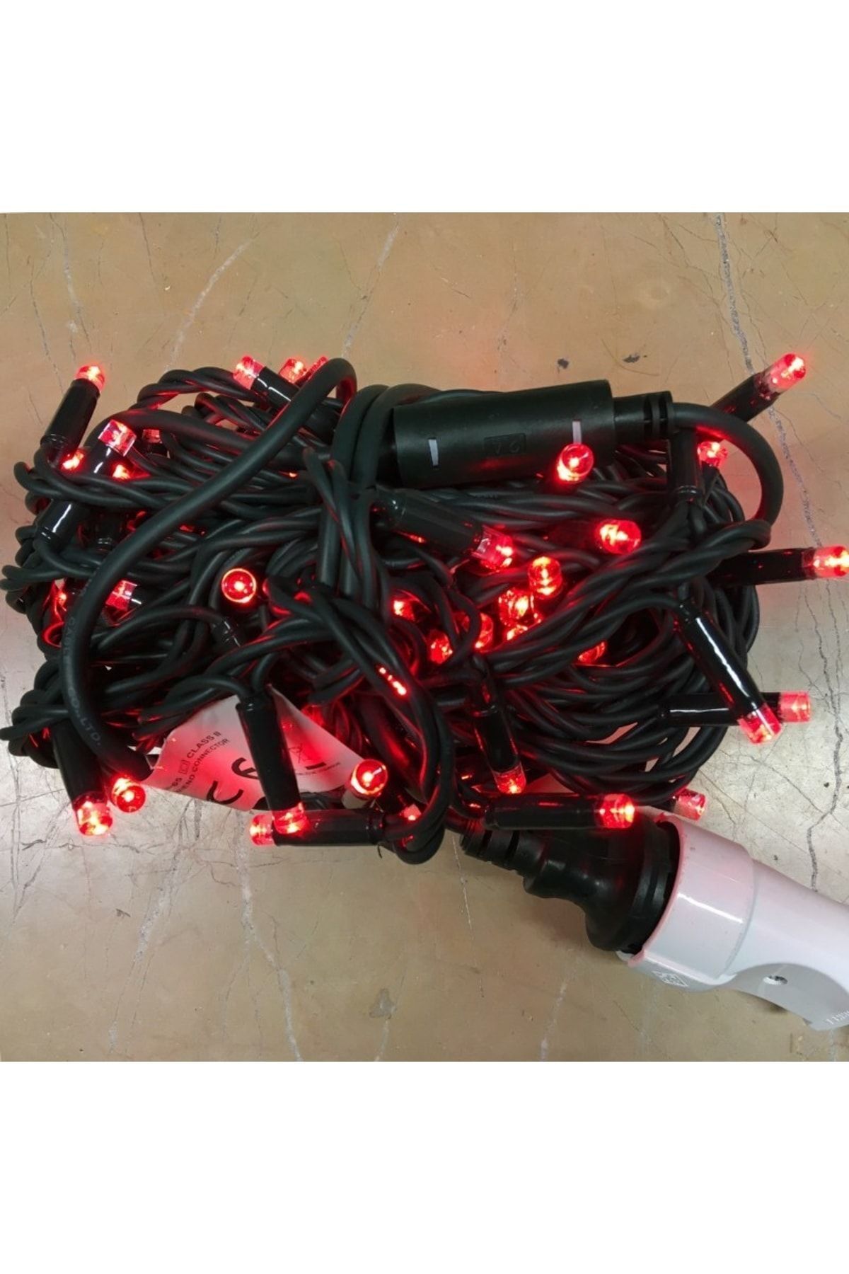 Elioure Ip Led Işık Ip65 Yeşil Kablo Kırmızı Işık 10 Metre 100 Led Dış Mekan Yılbaşı Işığı