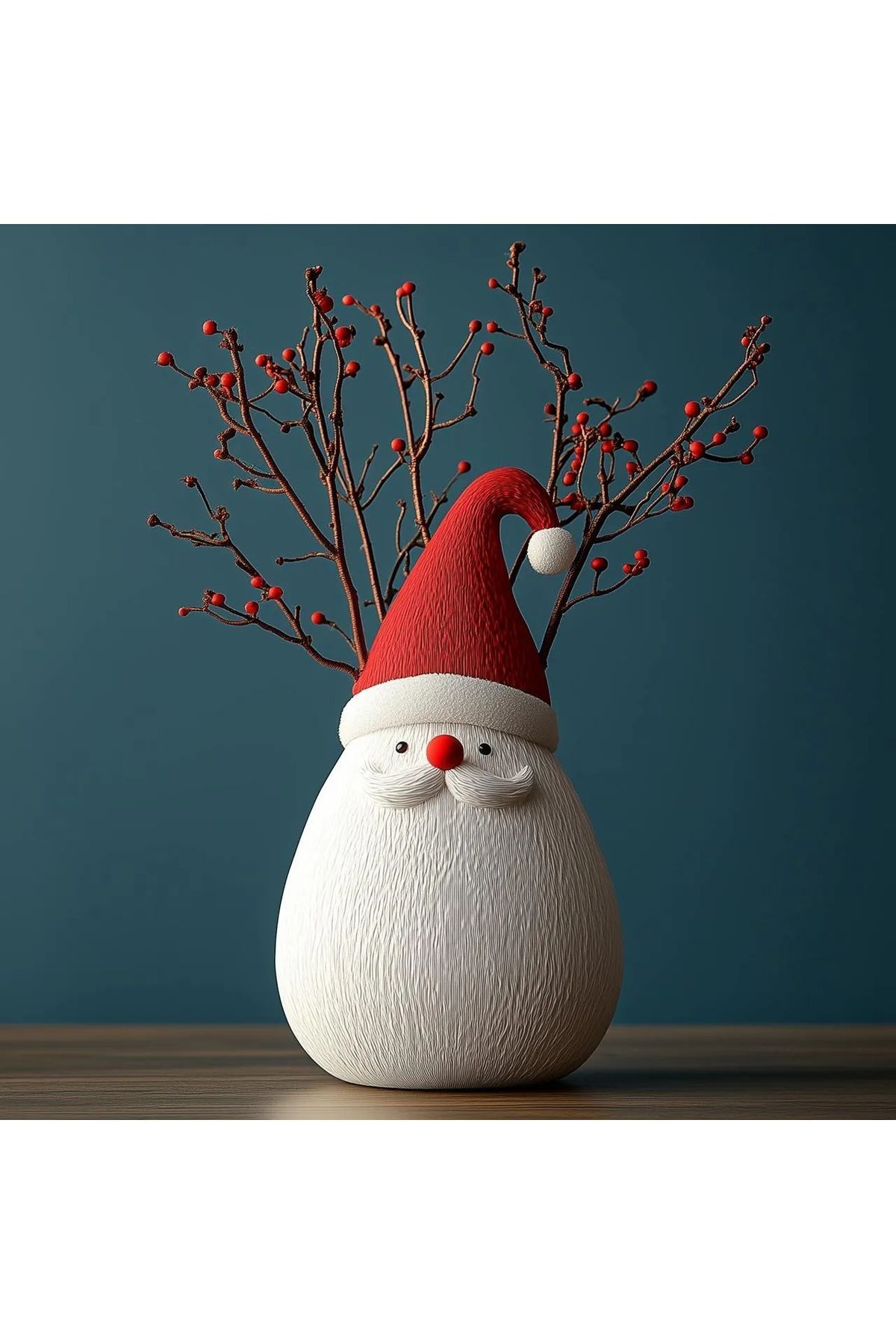 Elioure Yılbaşı Sevimli Noel Baba Figürlü İskandinav Kuru Çiçek Vazosu- Kokina Yılbaşı Çiçeği Vazosu-Büyük