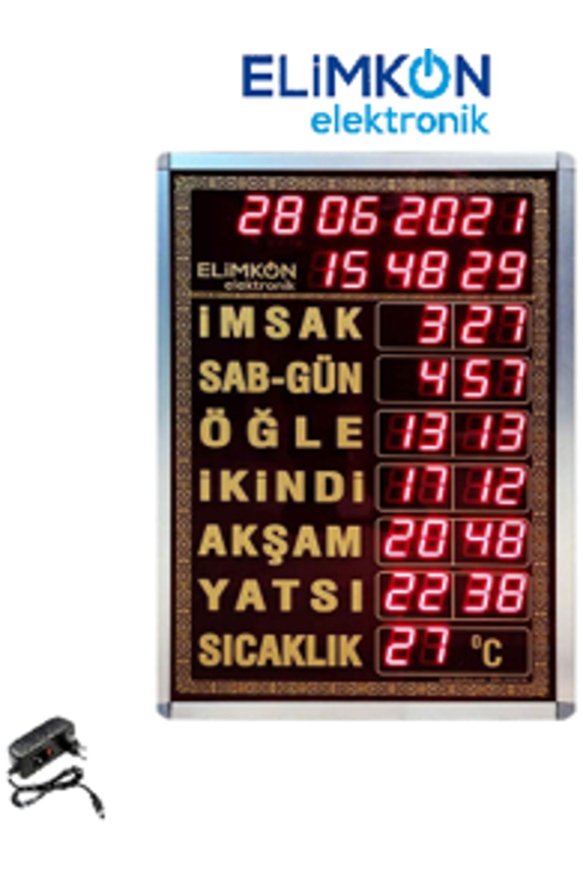 Elimkon VAKİTMATİK DİJİTAL İMSAKİYE CAMİİ SAATİ BÜYÜK BOY MODEL ALTIN