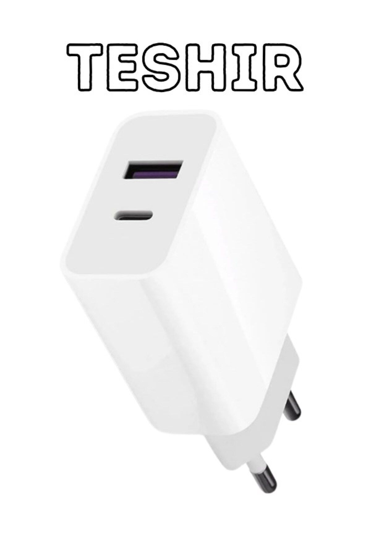 Tootech Type - C + Usb Giriş Şarj Adaptörü 50W QC3.0 Pd Hızlı Şarz Iphone Huawei Samsung Uyumlu-TEŞHİR