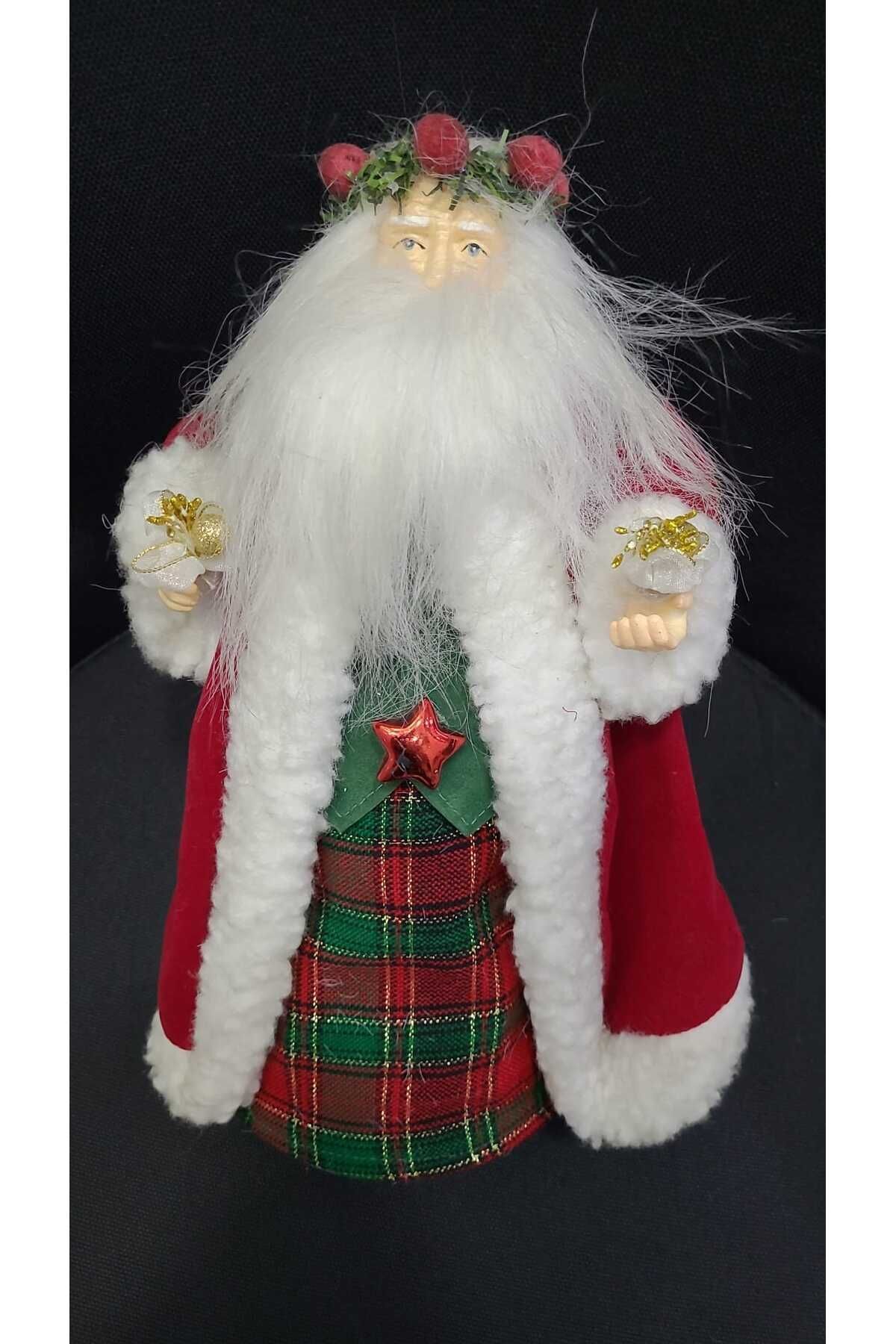 Elioure Noel Baba Biblo Yılbaşı Yeni Yıl Taçlı Kırmızı Yıldızlı Dekoratif Aksesuar Beyaz Sakallı 1 Adet