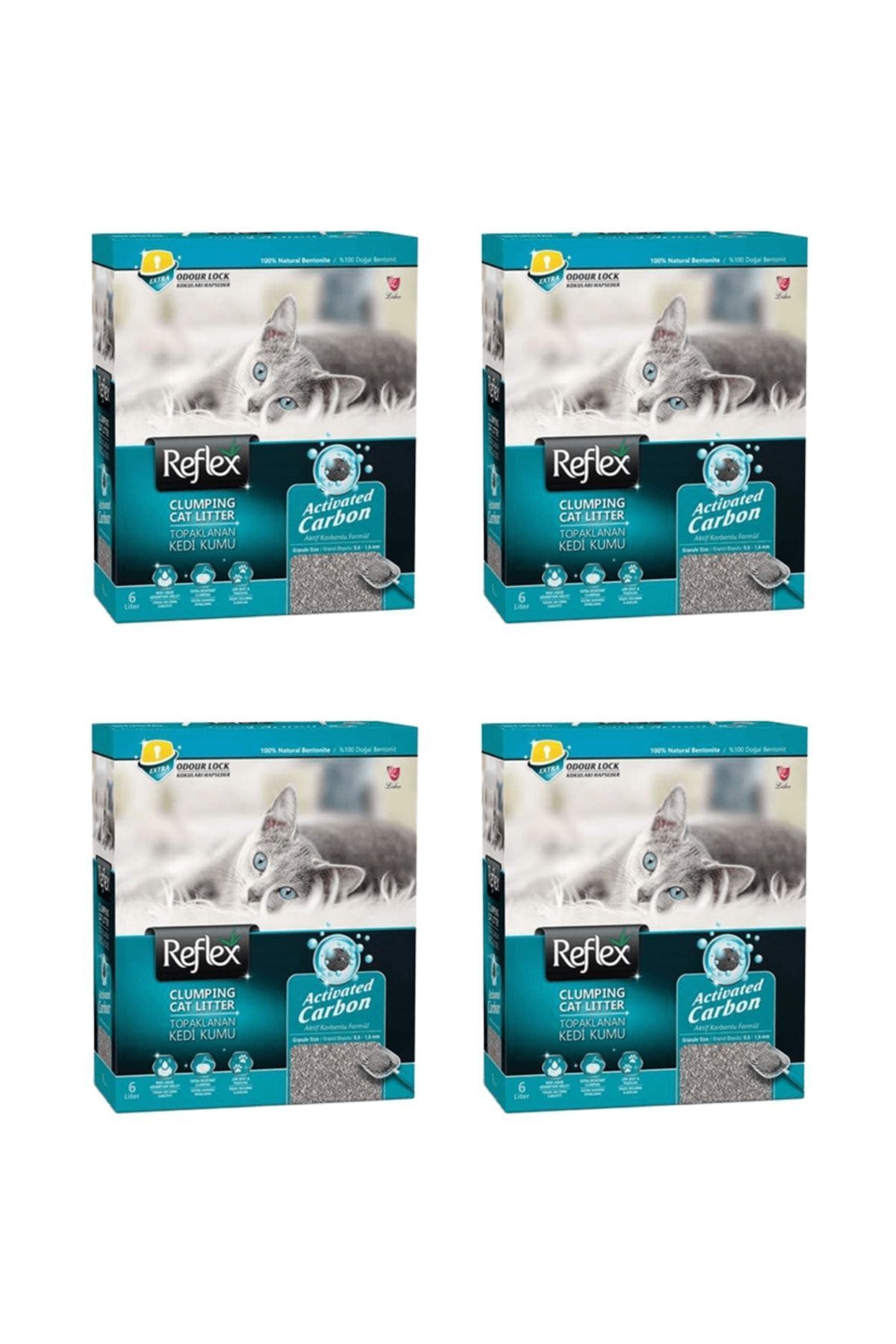 Elioure Aktif Karbonlu Topaklanan Kedi Kumu 4 Tane * 6 Lt