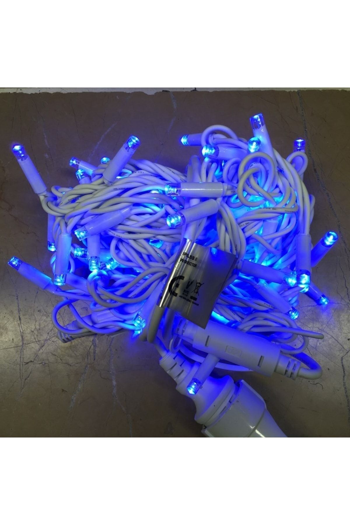 Elioure Ip Led Işık Ip65 Beyaz Kablo Mavi Işık 10 Metre 100 Led Dış Mekan Yılbaşı Işığı