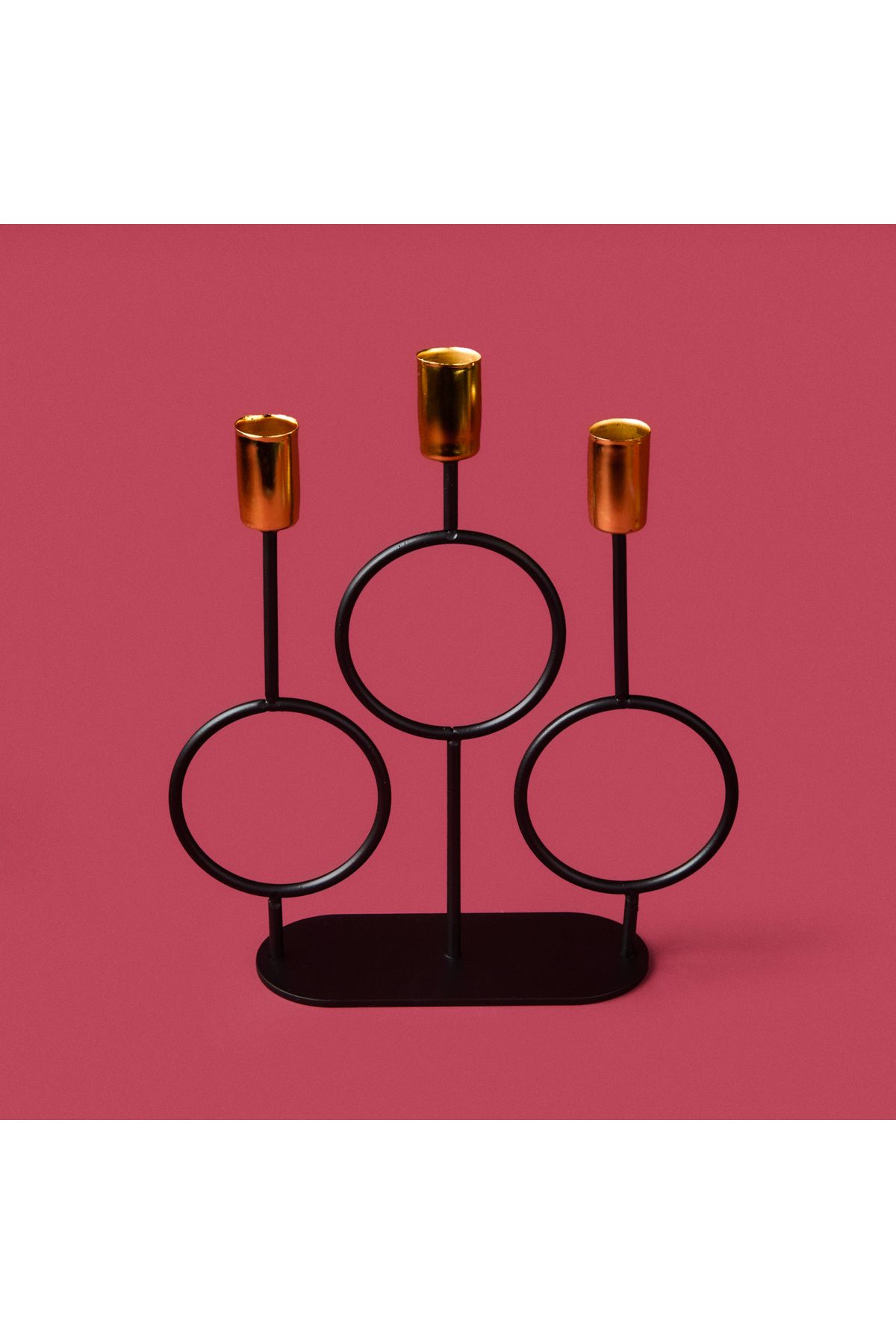 Evidea Deco Cerchio Şamdan - Siyah / Gold - 26 cm