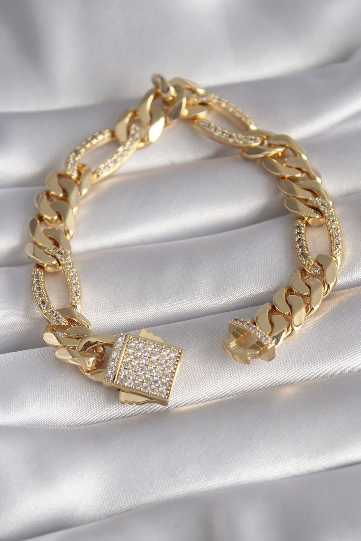 shopwave Gold Renk Zirkon Taşlı Zincir VIP Exclusive Seri Gurmet Model Kadın - TJ-BB5917