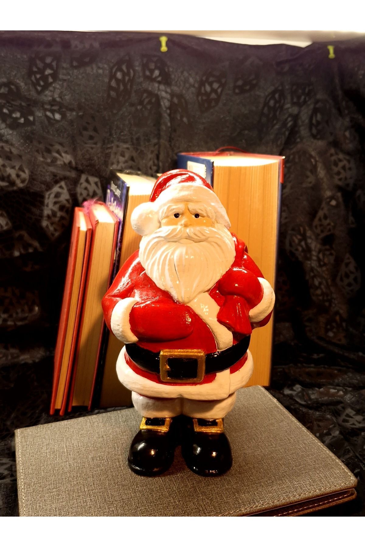 Elioure El Boyaması Noel Baba Yılbaşı Dekor Yeni Yıl Biblo Heykel 20 Cm ( Taş Tozu )