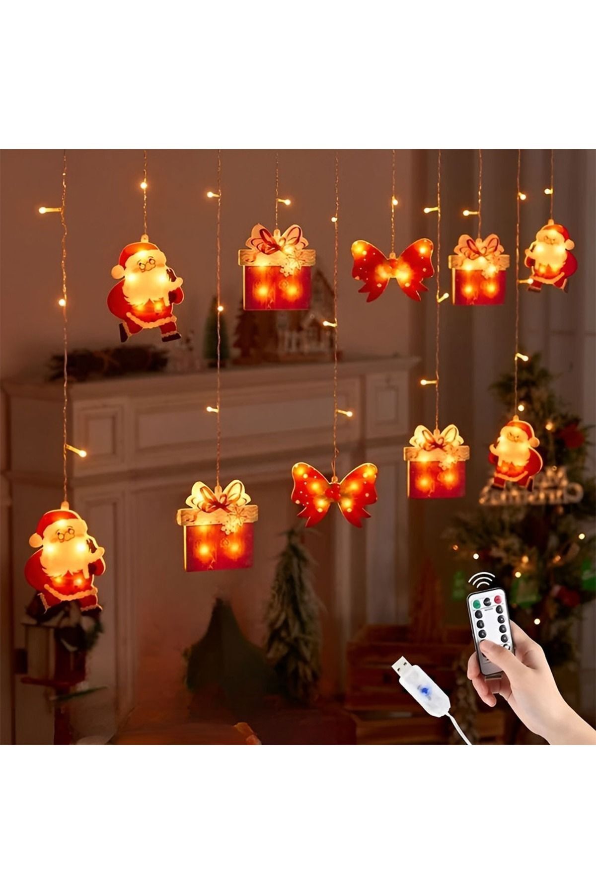 Elioure Yılbaşı Noel Baba ve Hediye Paketi Yılbaşı Süsü Animasyonlu Noel Baba ve Hediye Paketi Set Led