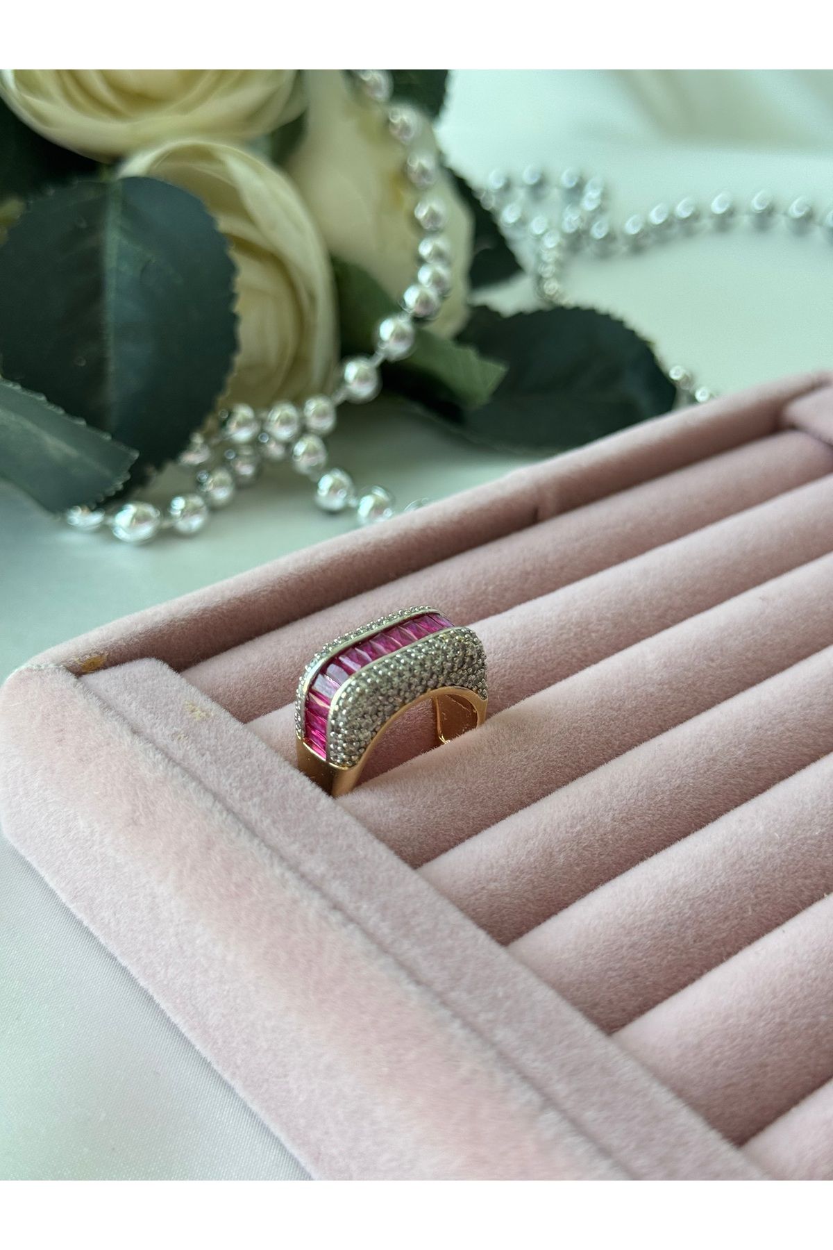 JEWELRY Özel Seri Altın Renkli 3 Boyutlu Kalın Görünümlü Renkli Ayarlanabilir Rodyum Kaplama VIP Yüzük