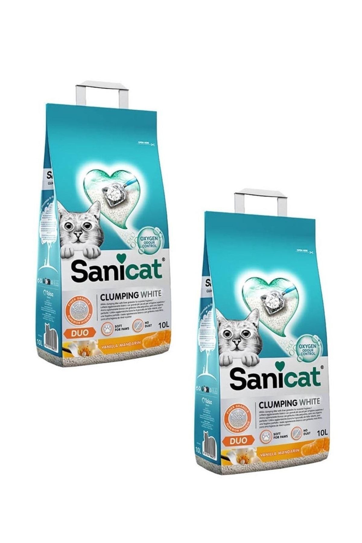 Elioure Duo White Vanilya Mandalin Kokulu Topaklanan Kedi Kumu 10 Lt (2 Adet)