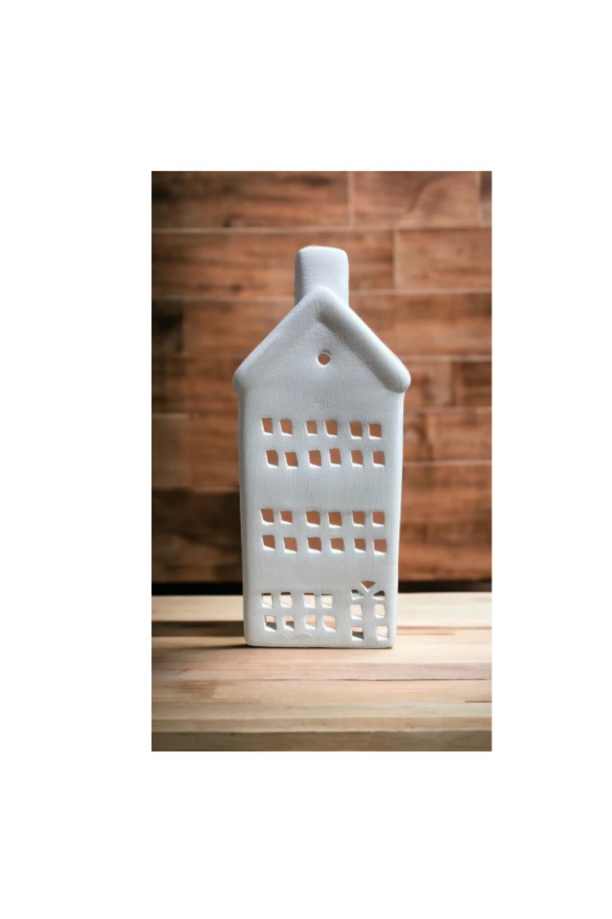 BAYRAMPASAHOBİM Ham Seramik Ev Mumluk Büyük Boy 20 cm