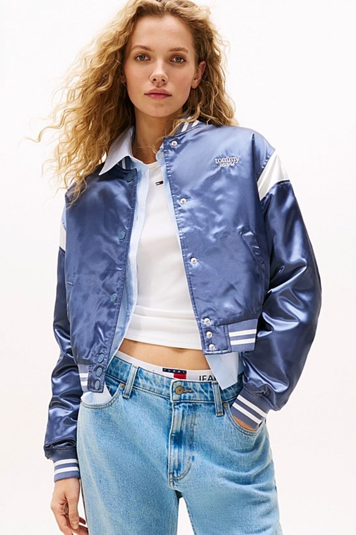 Tommy Hilfiger Kadın Script Varsity Mont - Mavi