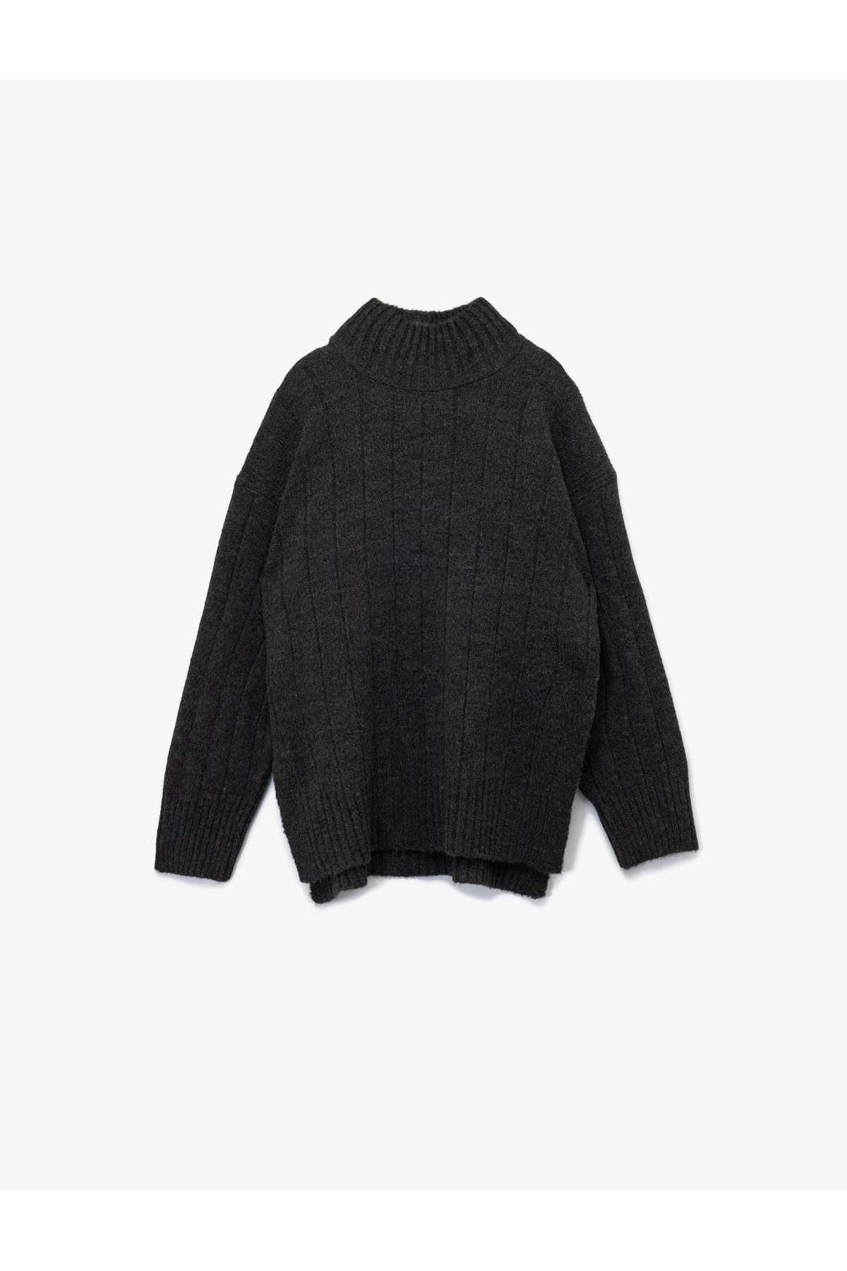 Koton Uzun Kollu Dik Yaka Oversize Triko Kazak