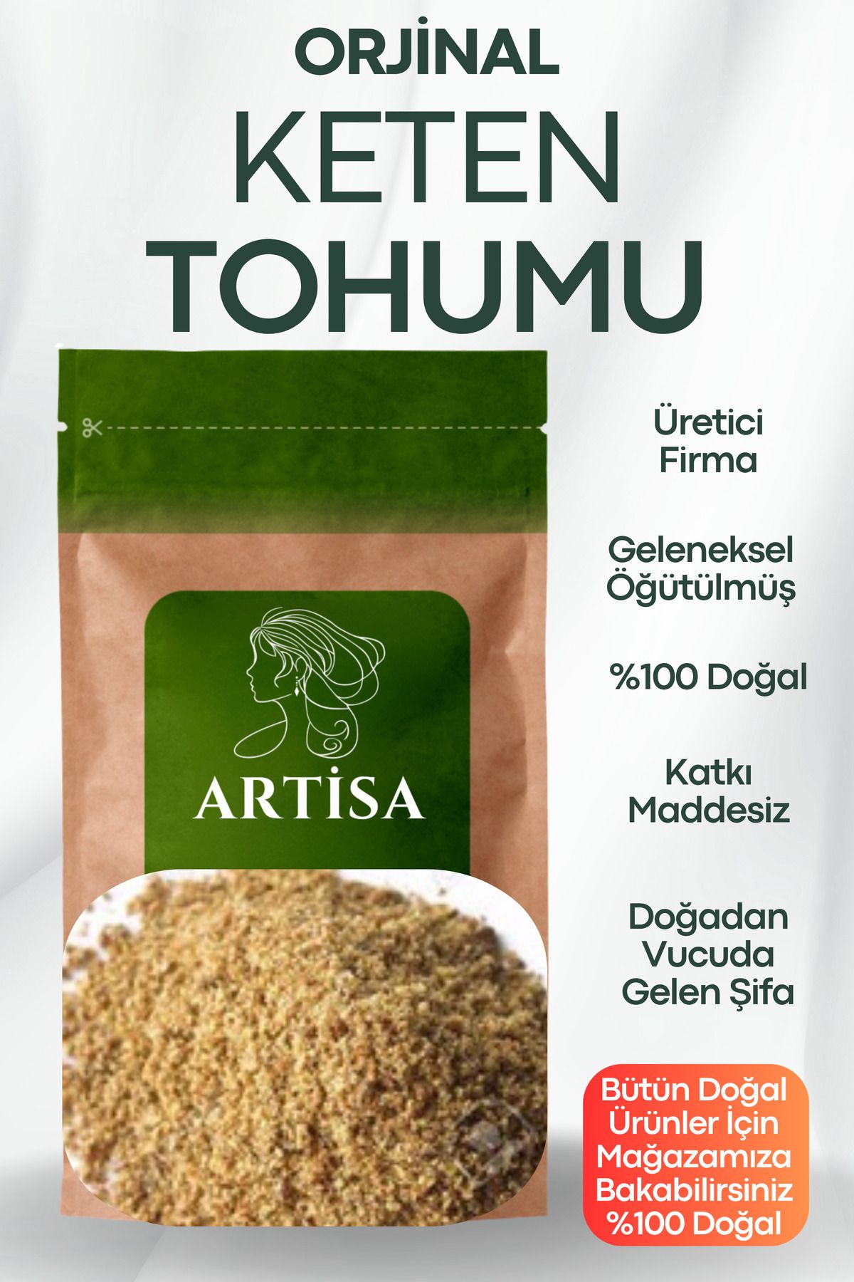 Artisa Doğal Keten Tohumu Toz 100 gr ( Taze Öğütülmüş, Katkısız, Ekonomik )