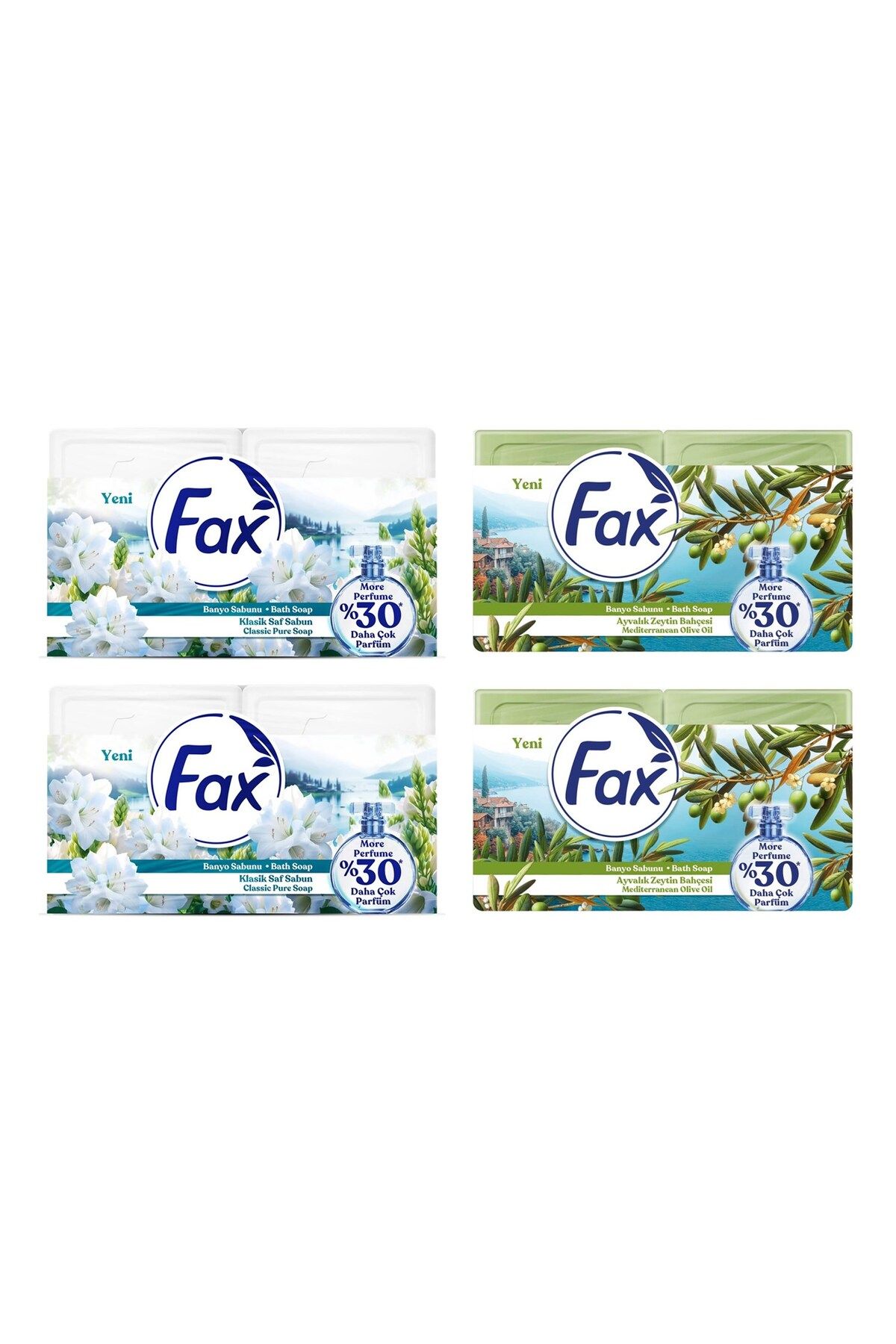 Fax Kalıp Banyo Sabunu 600 gr Klasik ve Zeytinyağlı 4 lü Karma Paket