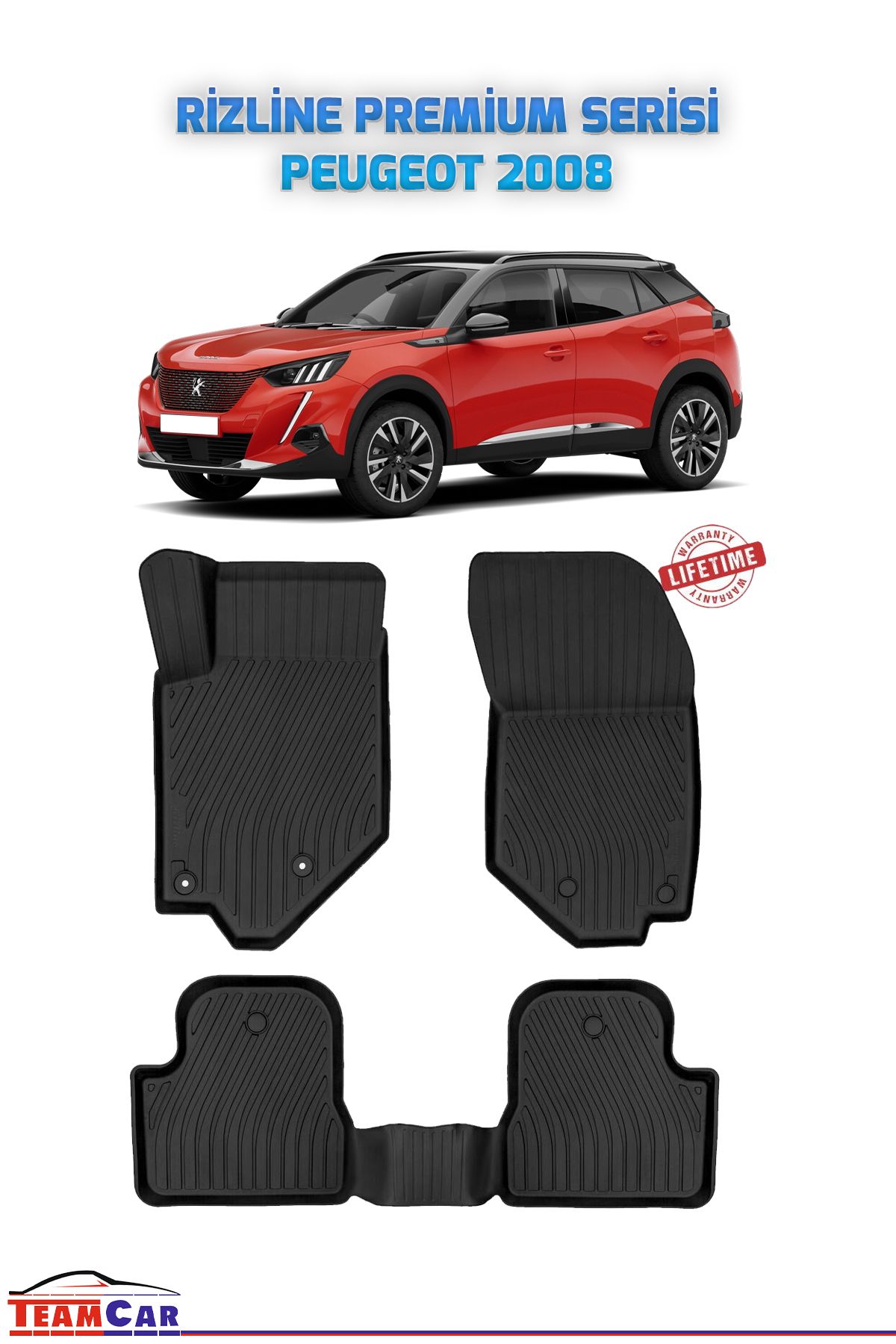 TEAMCAR Peugeot 2008 2019 Sonrası Uyumlu Premium Serisi Havuzlu Paspas