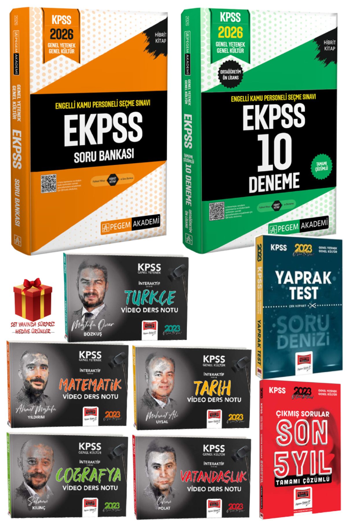 Pegem Akademi Yayıncılık 2026 Pegem EKPSS Soru Bankası+EKPSS 10 Deneme+Yargı GYGK Video Ders Notu Seti+Yaprak+Çıkmış Sorular