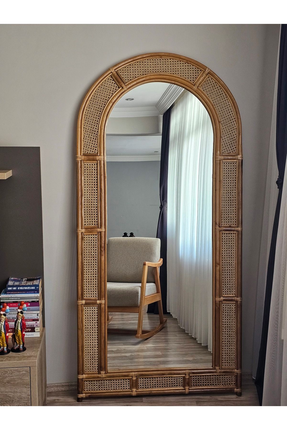 UĞURLU HOME Bambu Çerçeveli Hazeranlı 200x100 Ayaklı Boy Aynası