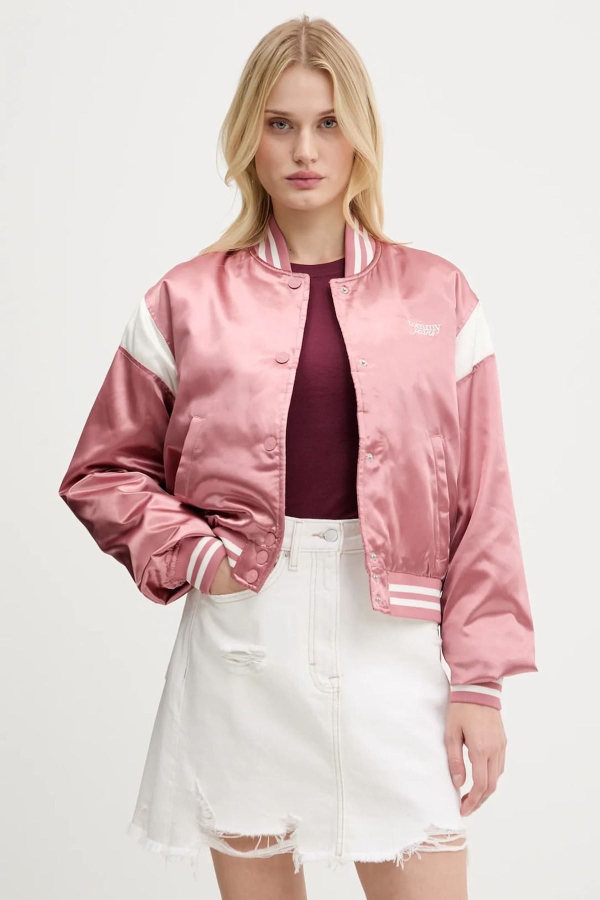 Tommy Hilfiger Kadın Script Varsity Mont - Pudra