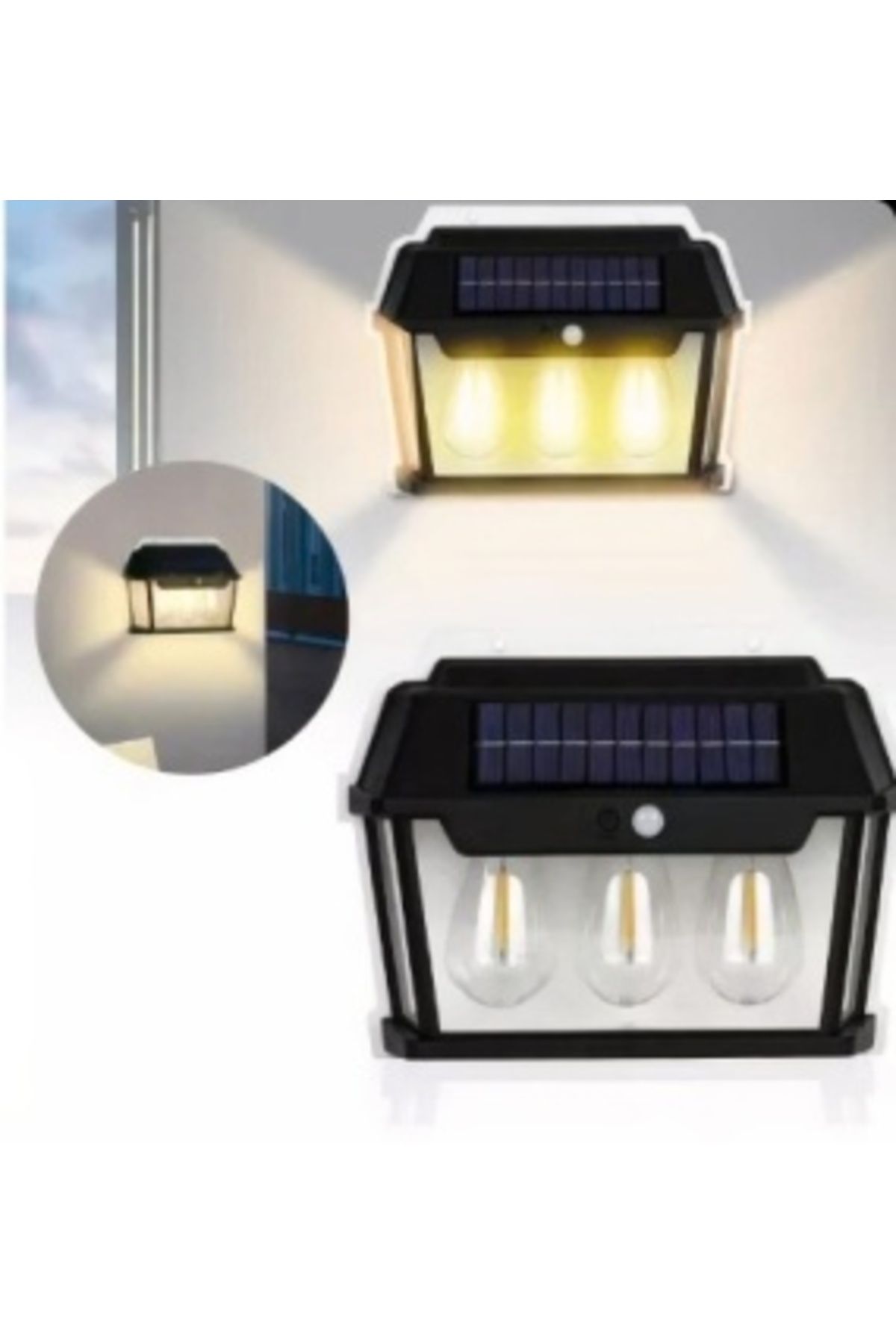 Blusmart-Solar LED Lamp with Motion Sensor 17 x 21 cm, Wall-mounted with 3 Bulbs 4