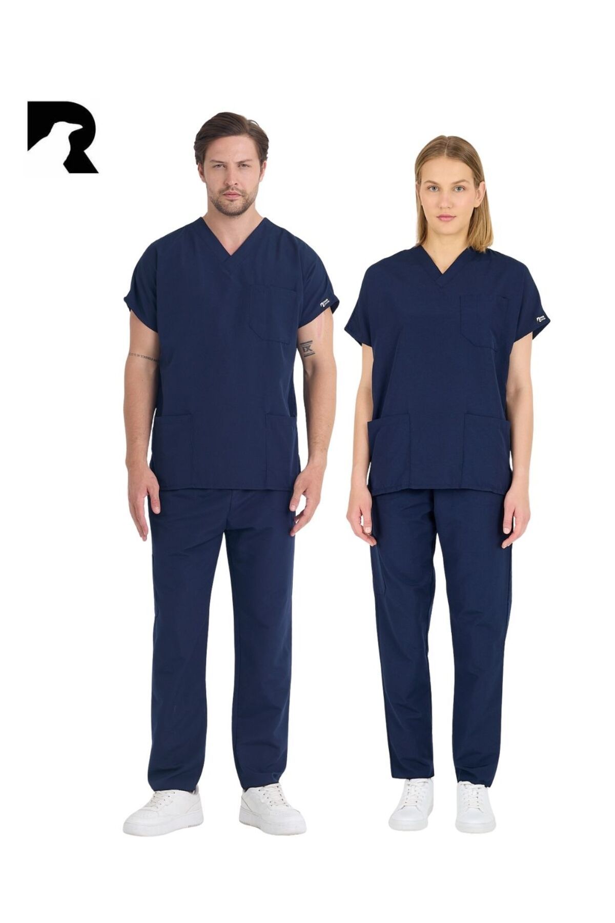 KARGA ÜNİFORMA Lacivert Takım Terry Cotton Unisex Yarasa Kol Hemşire Ve Doktor Forması Scrubs Hastane Üniforması