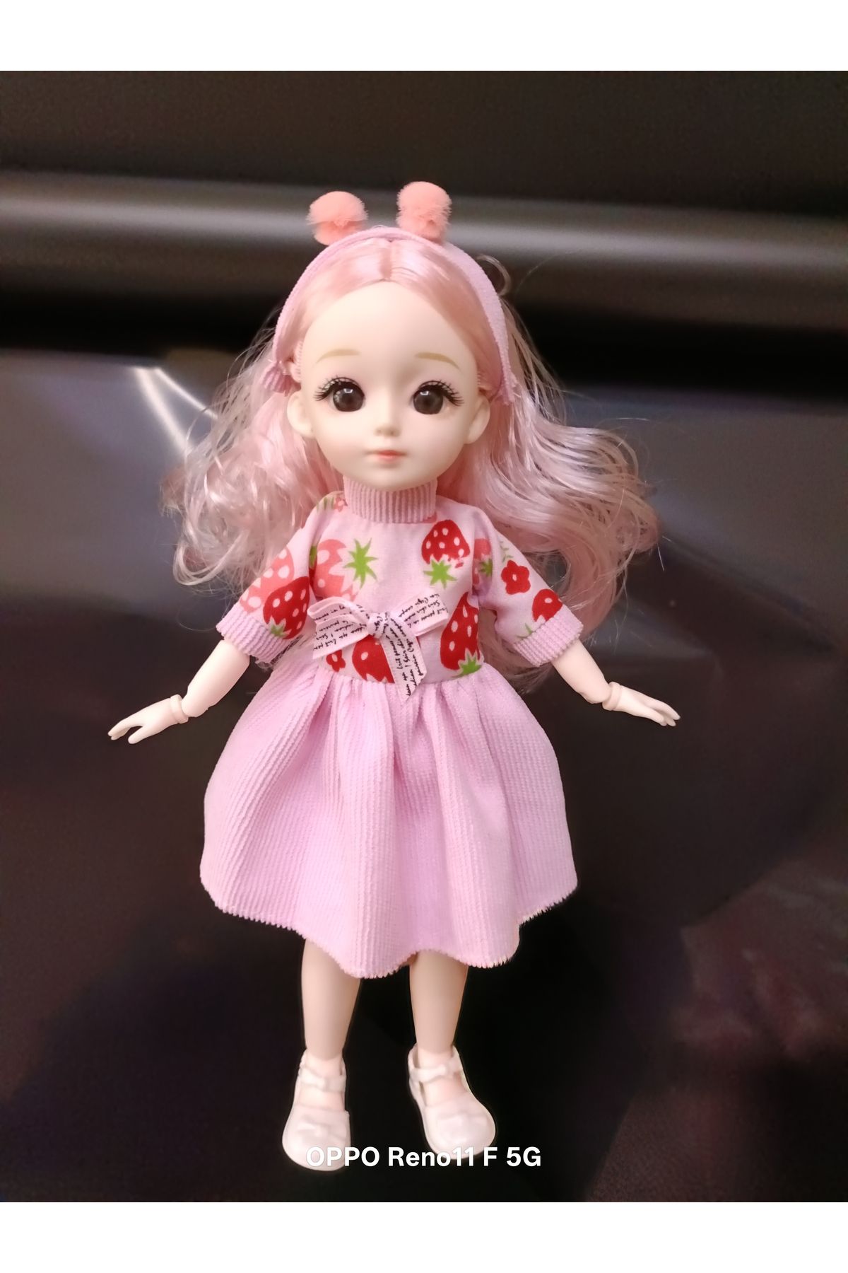 Miu Eklem bebek (30 Cm) Pembe 💕çilek 🍓 kıyafet