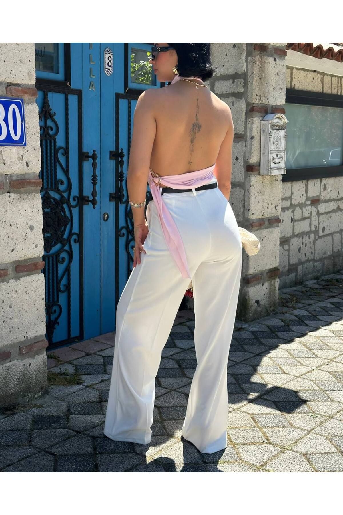 MEKA Crep palazzo pantolon