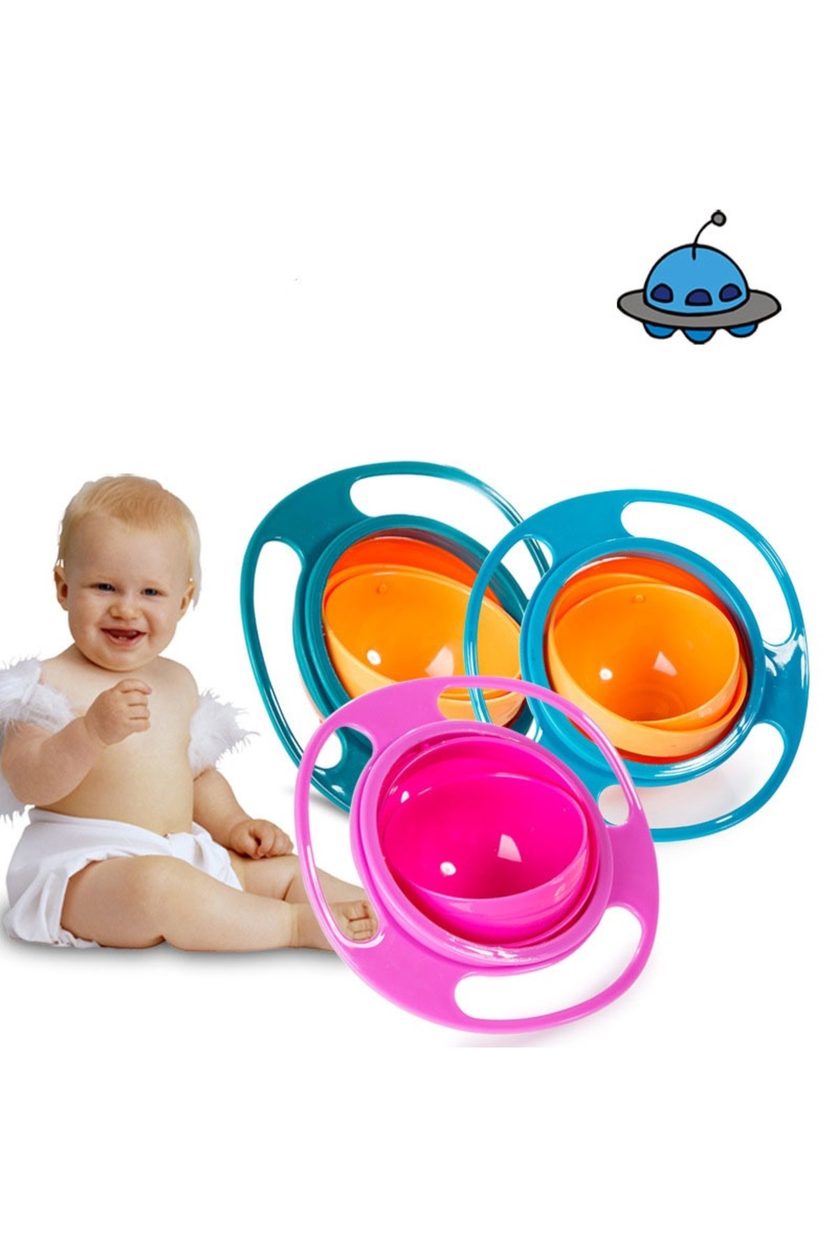 TRUSTMODA Dökülmeyen Mama Tabağı - 360 derece Dönebilen Yeni Nesil Mama Tabak